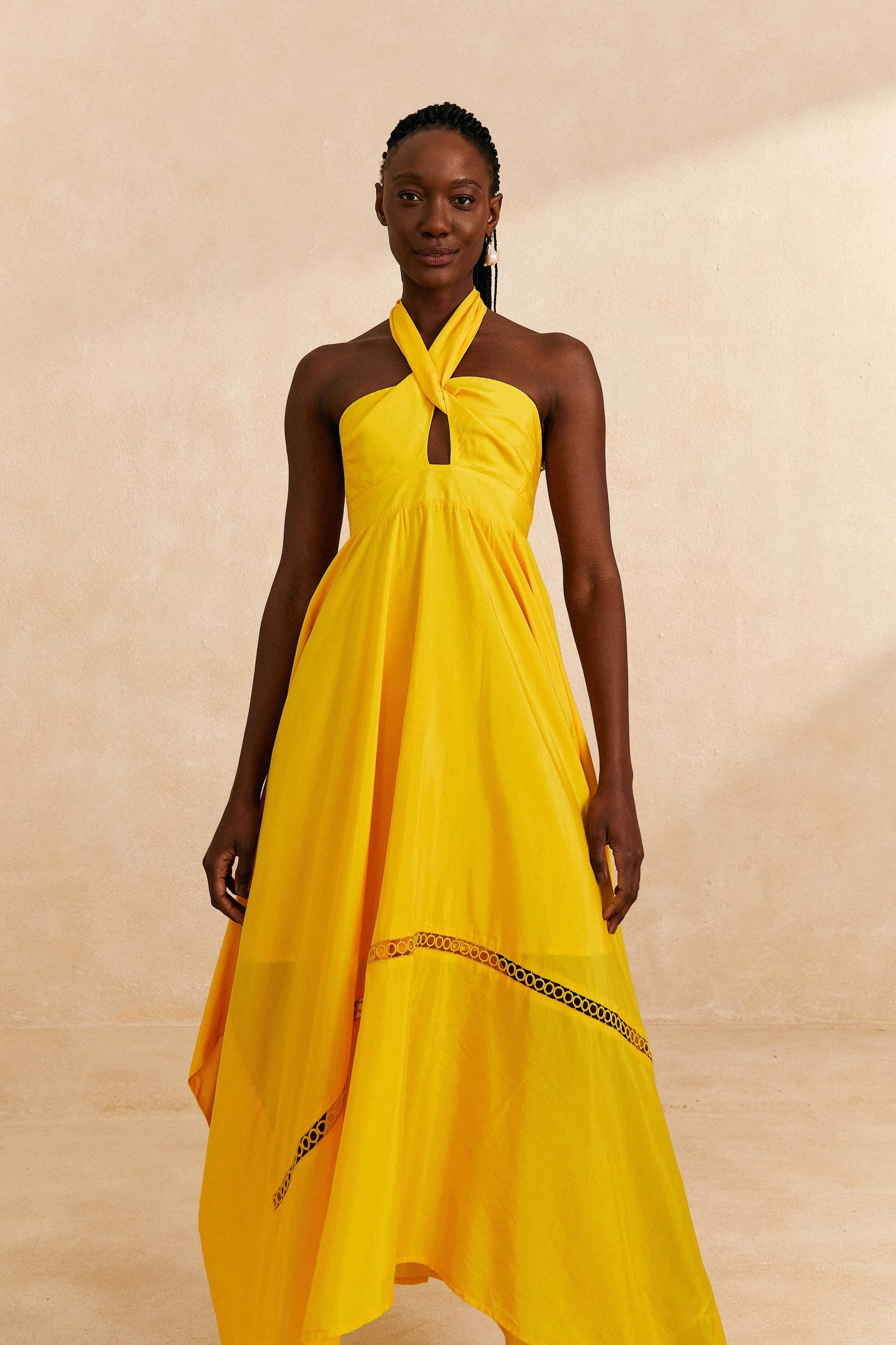 Farm Rio Yellow Sleeveless Maxi Dress