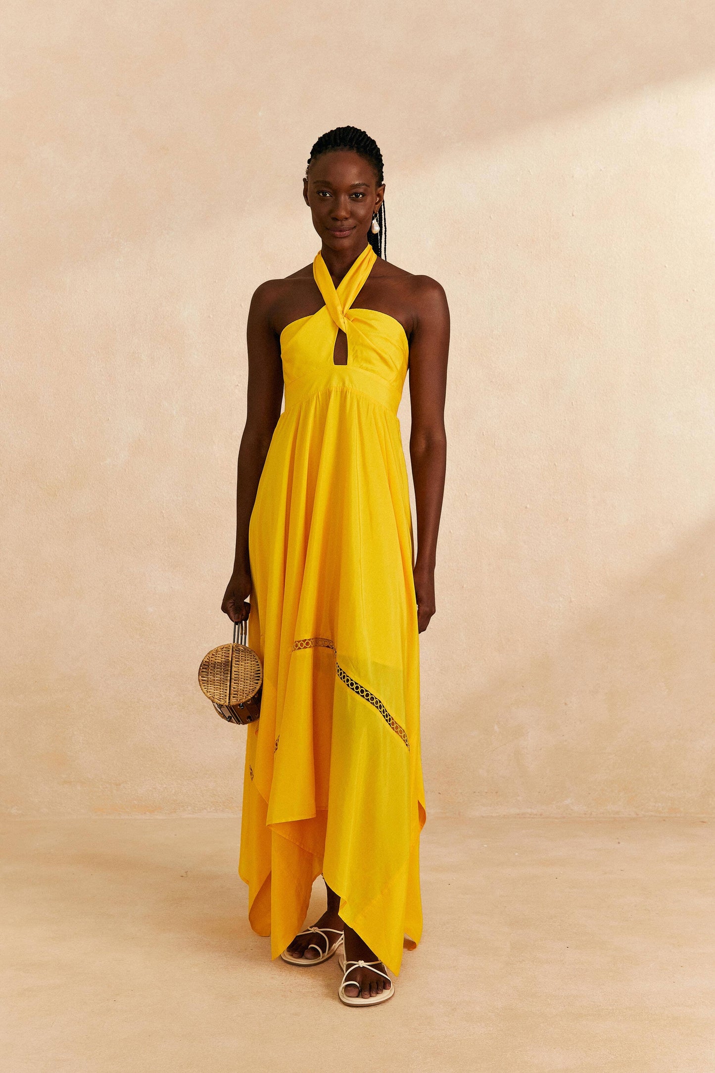 Farm Rio Yellow Sleeveless Maxi Dress