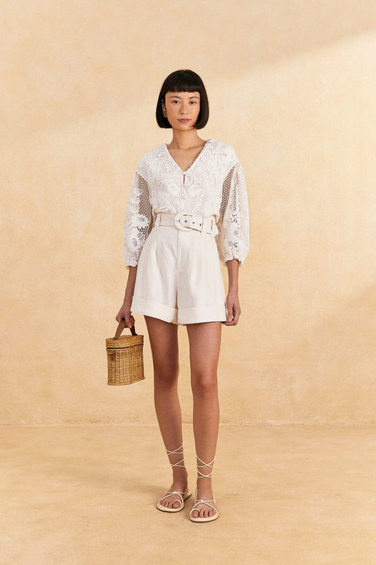 Farm Rio Off-White Tailored Shorts