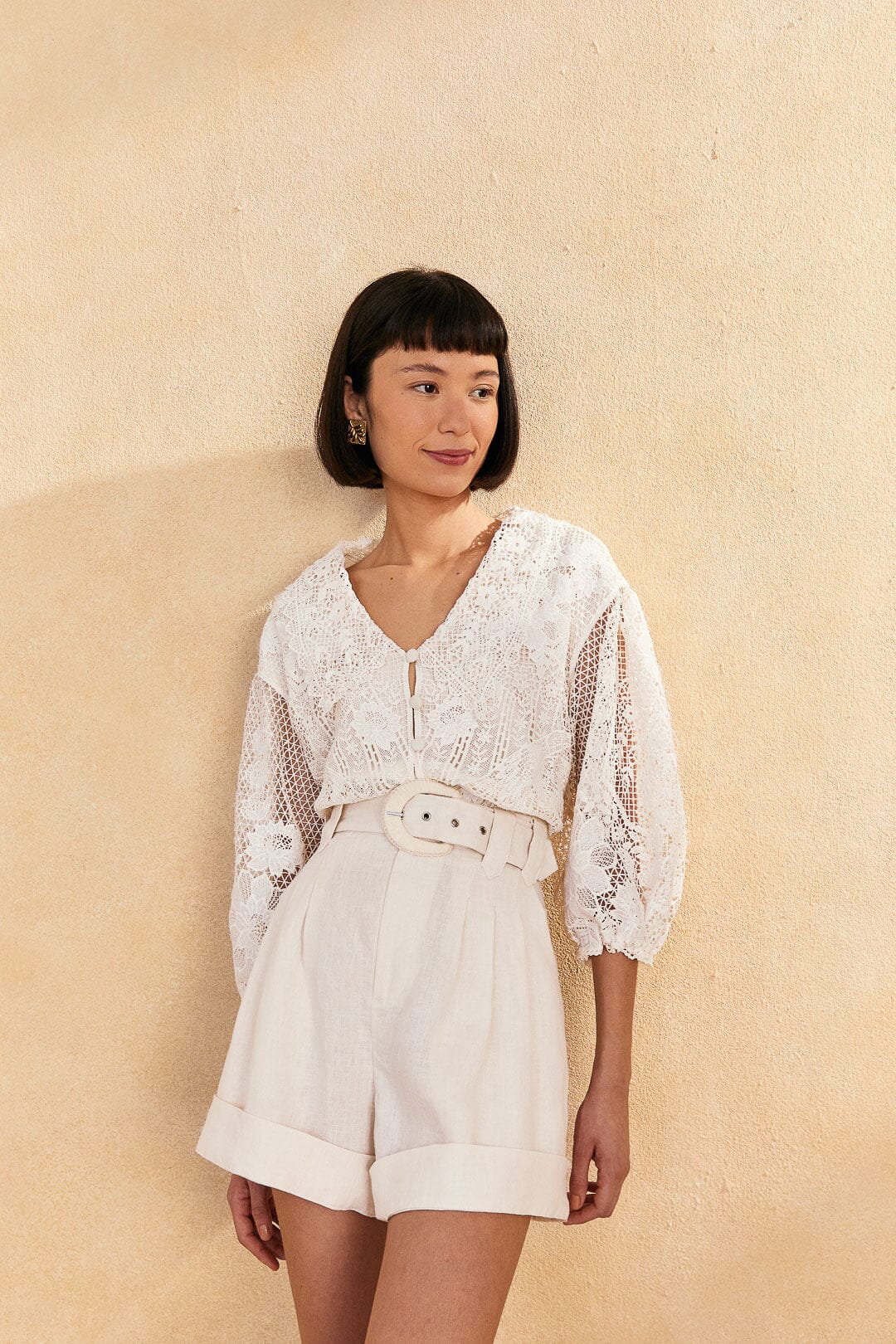 Farm Rio Off-White Tailored Shorts