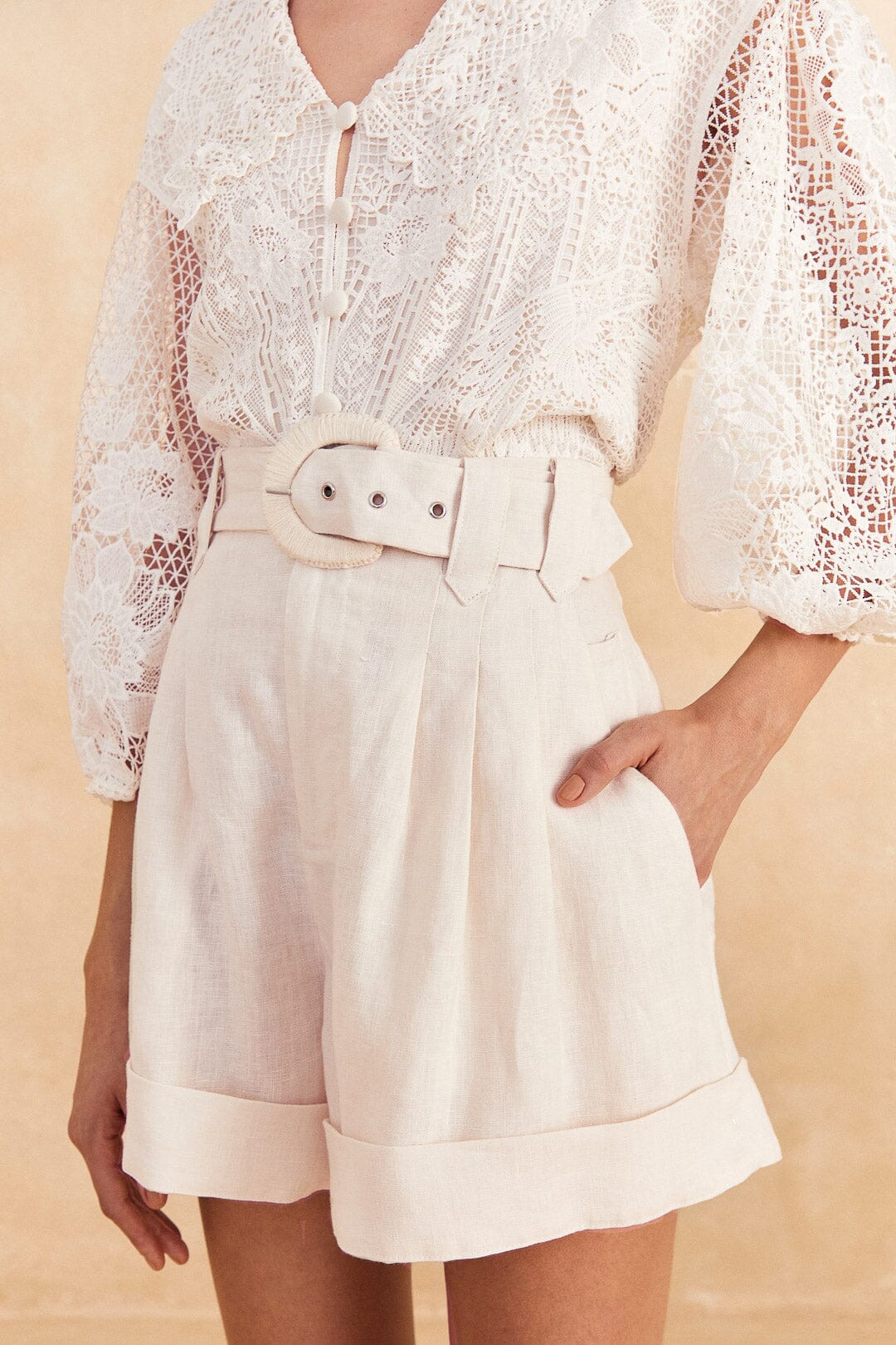 Farm Rio Off-White Tailored Shorts