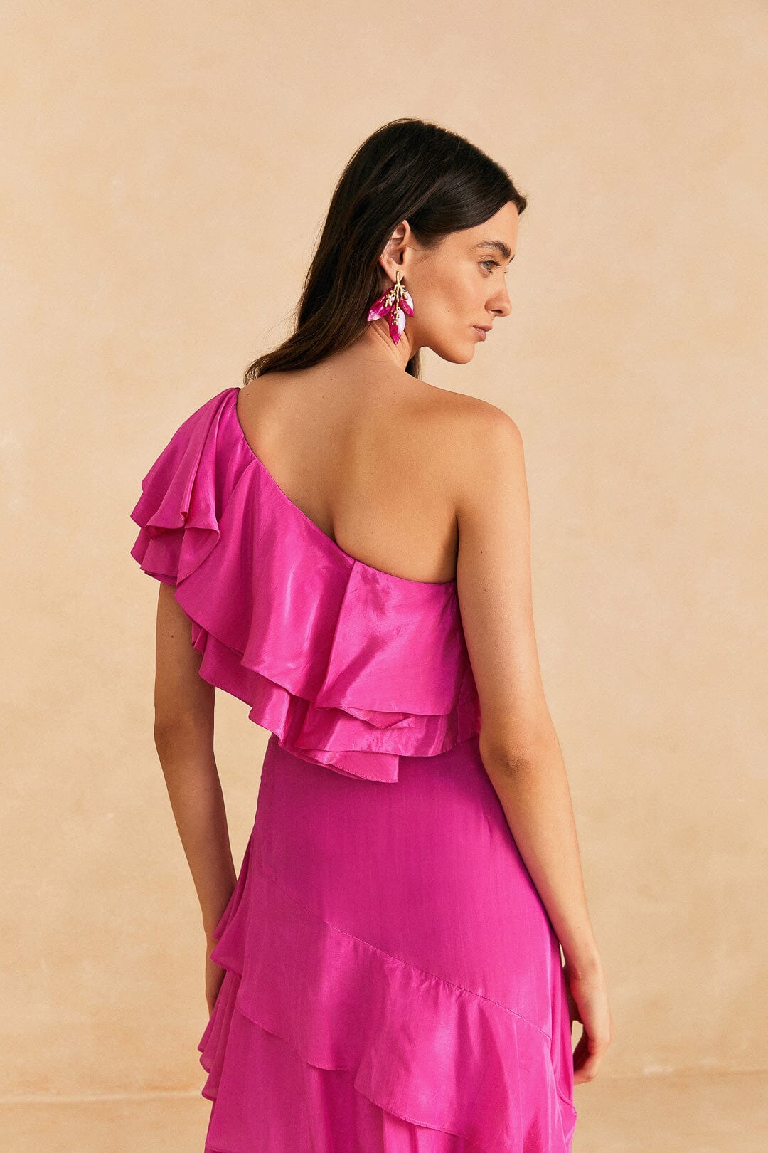 Farm Rio Dark Pink Marocaine Ruffle Top