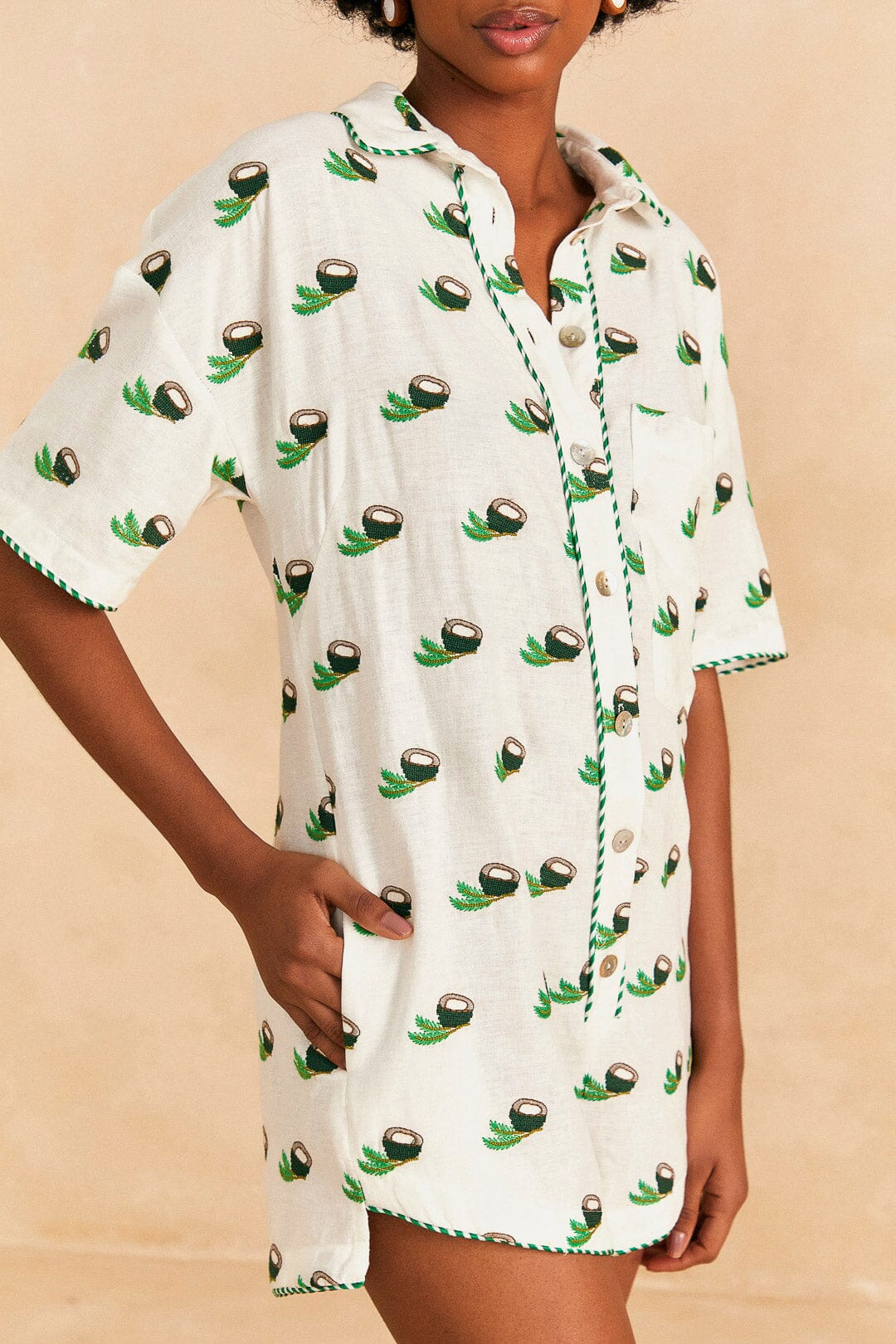 Farm Rio Cross Stitch Coconut Embroidered Romper