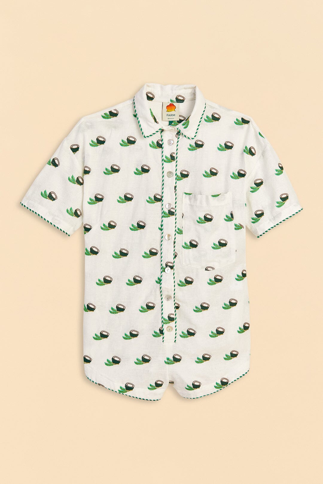 Farm Rio Cross Stitch Coconut Embroidered Romper
