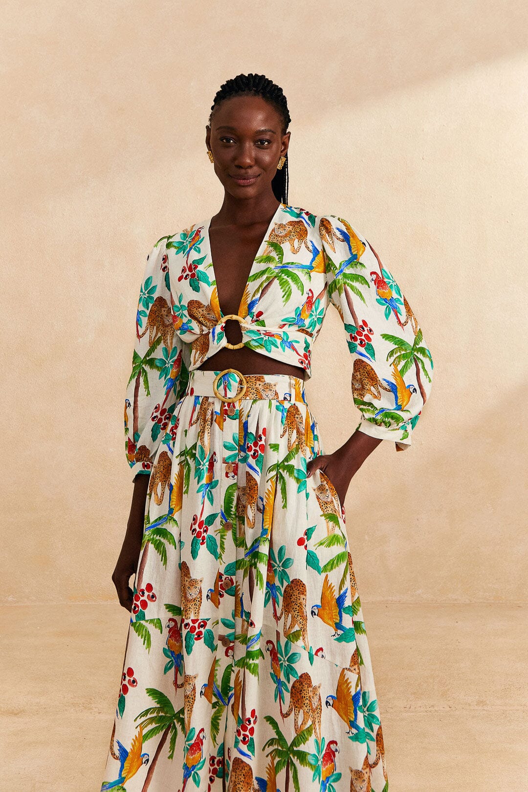 Farm Rio Tropical Paradise Midi Skirt