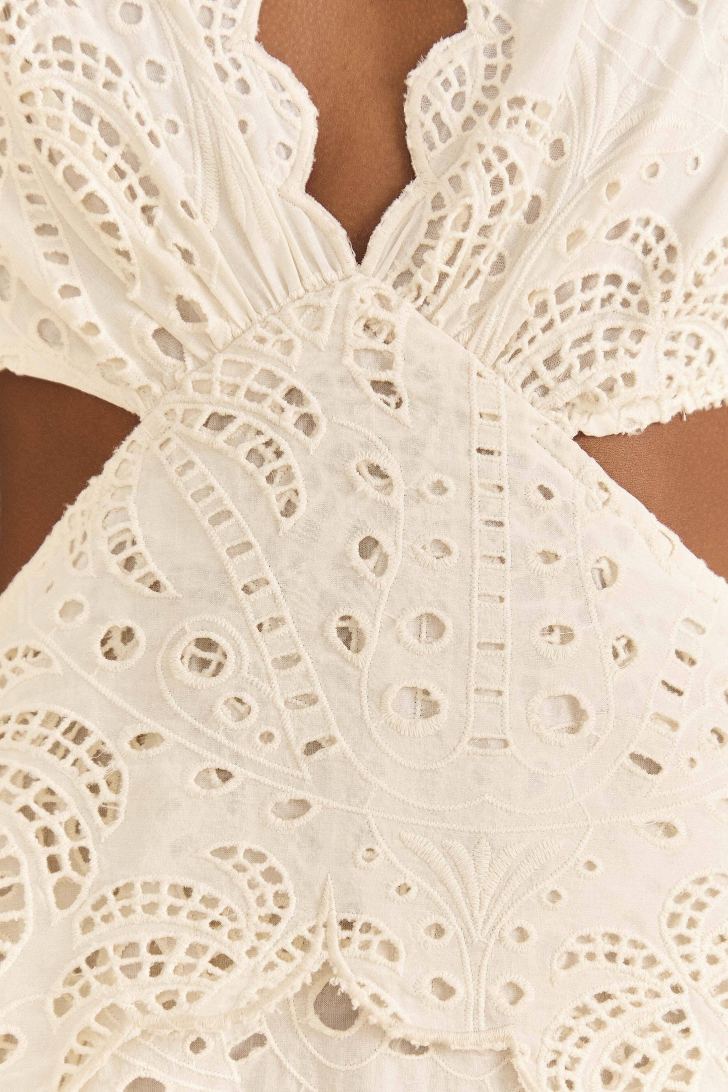 Farm Rio Off-White Richelieu Midi Dress