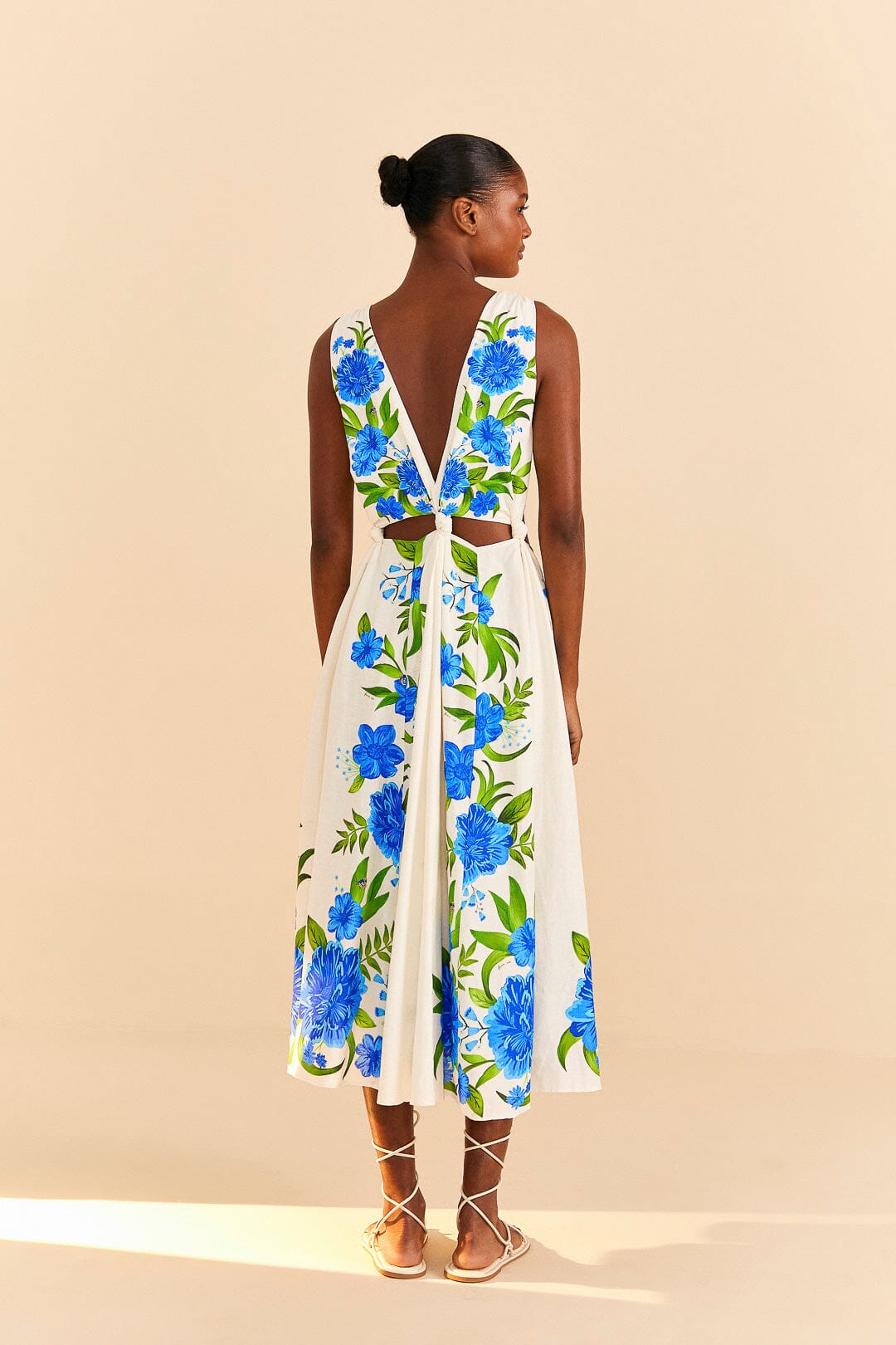 Farm Rio Off-White Romantic Garden Midi Dress