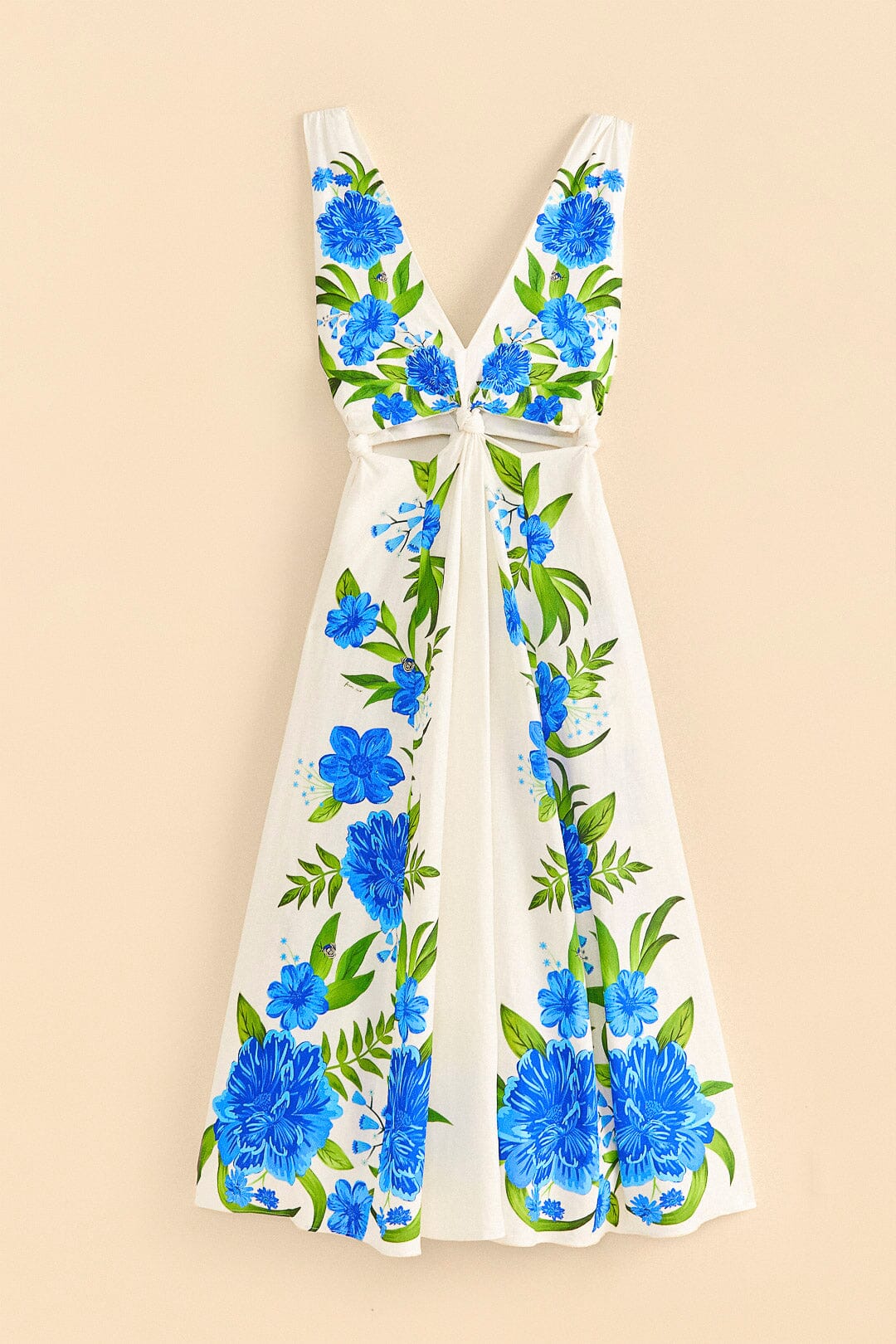 Farm Rio Off-White Romantic Garden Midi Dress
