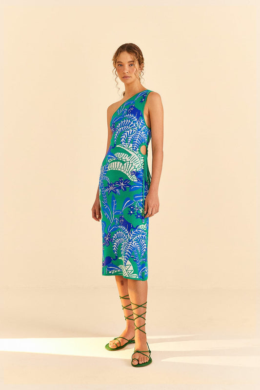 Farm Rio Green Jungle Panther Knit Dress