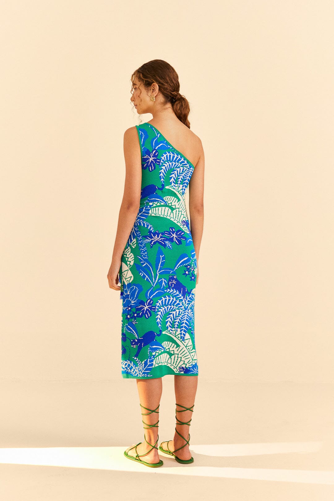 Farm Rio Green Jungle Panther Knit Dress
