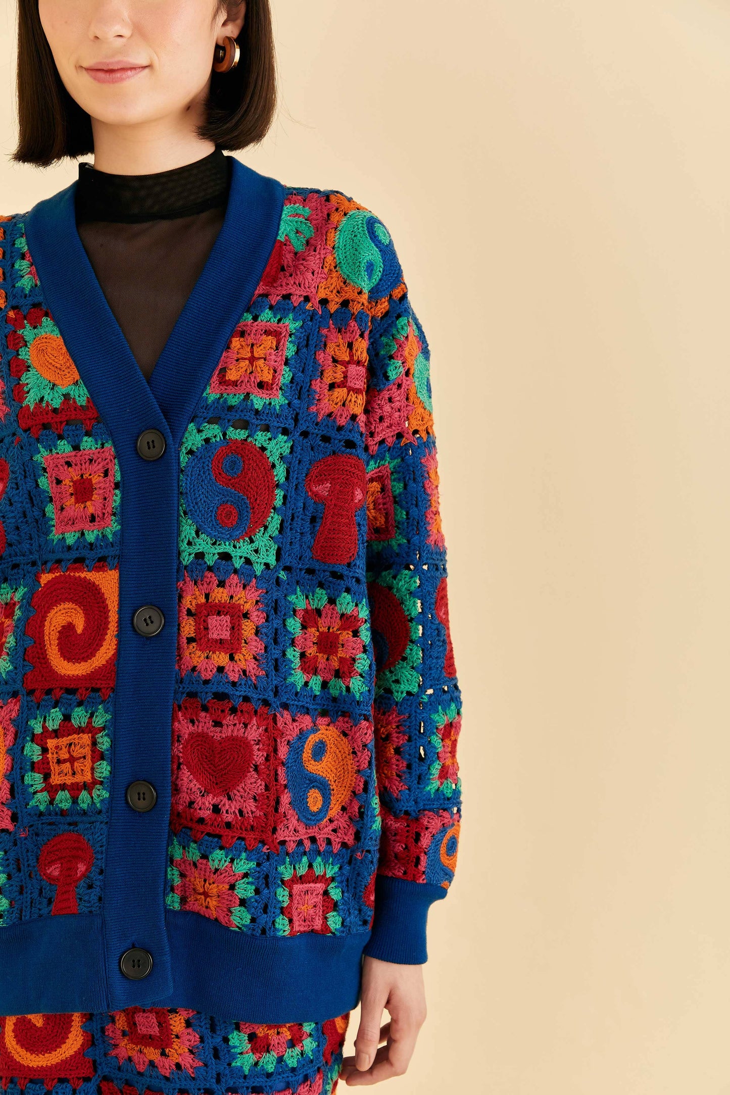 Farm Rio Crochet Icons Cardigan