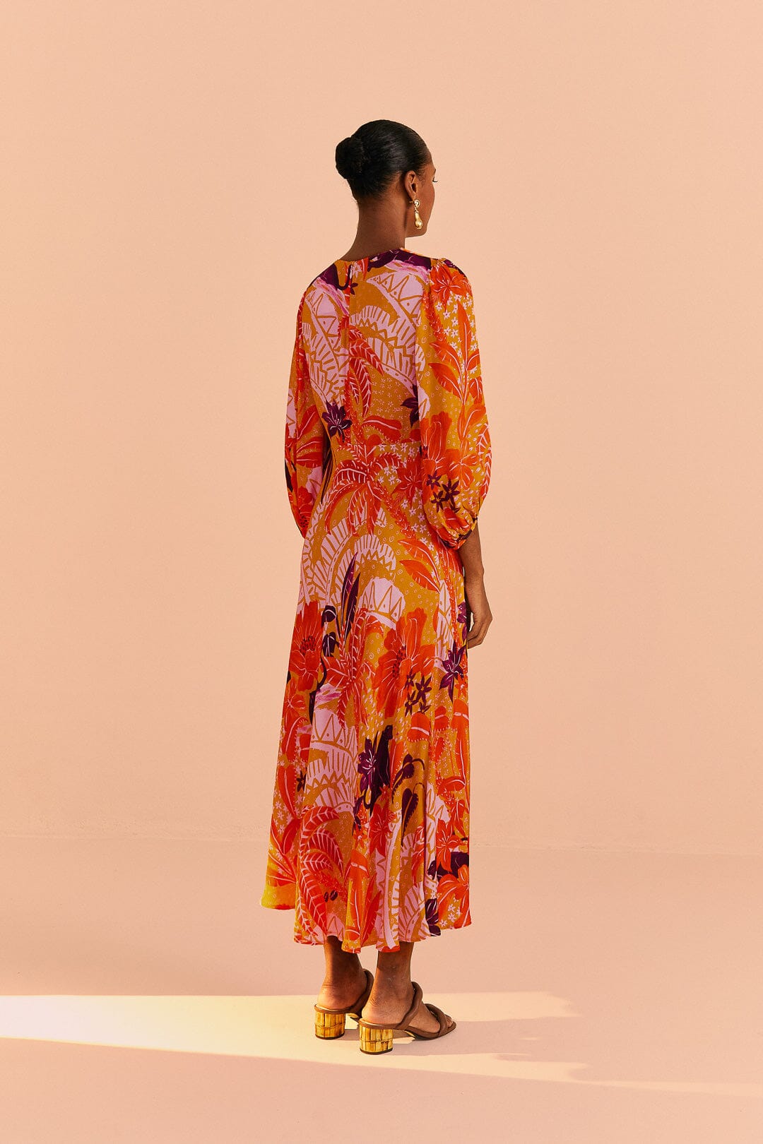 Farm Rio Beige Jungle Panther Lenzing™ Ecovero™ Viscose Midi Dress