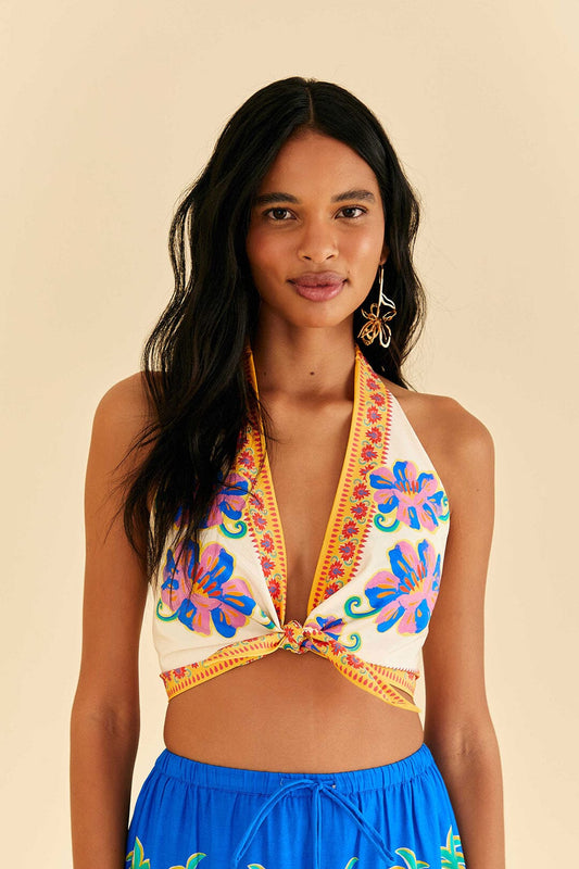 Farm Rio Off-White Vivid Garden Top