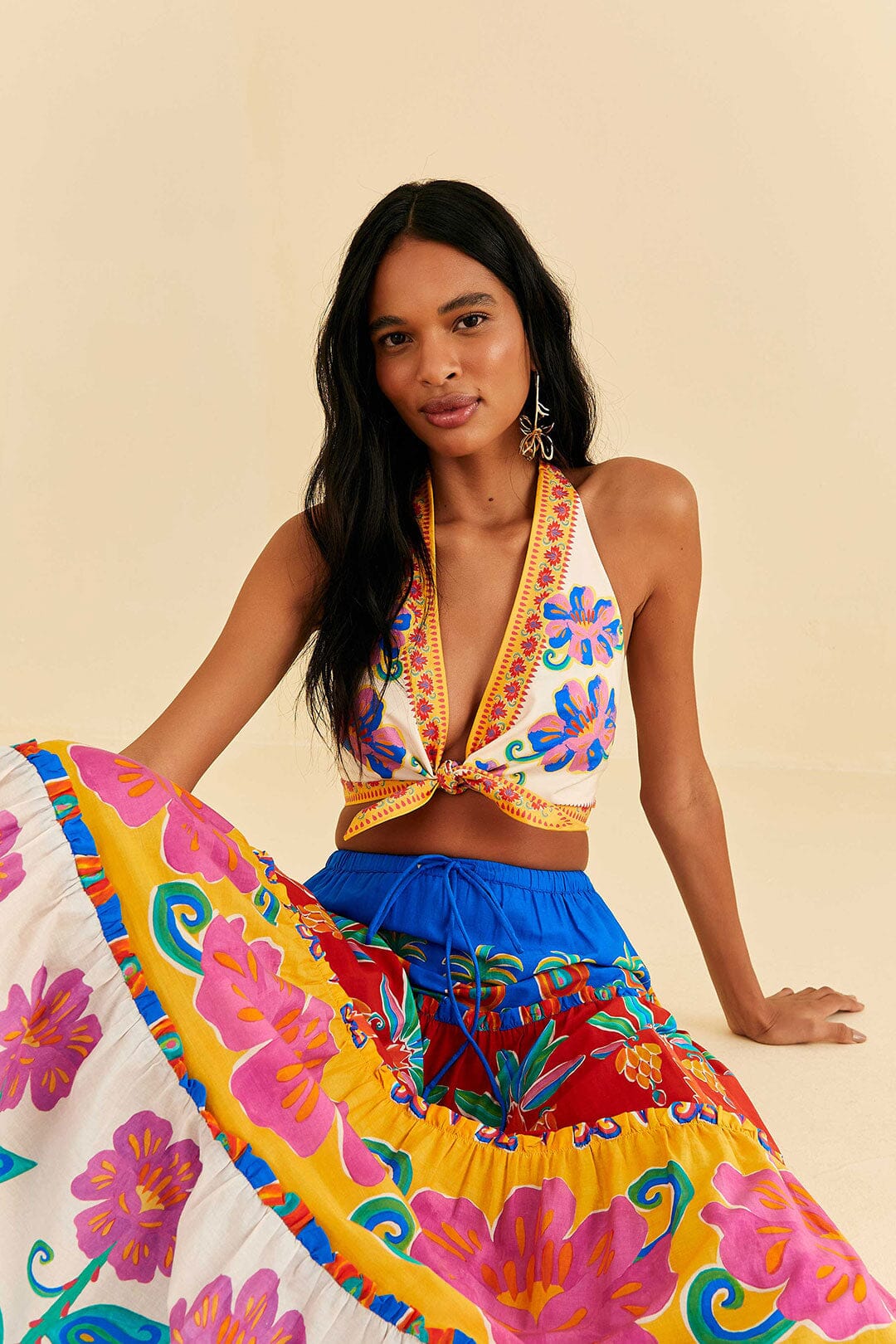 Farm Rio Off-White Vivid Garden Top