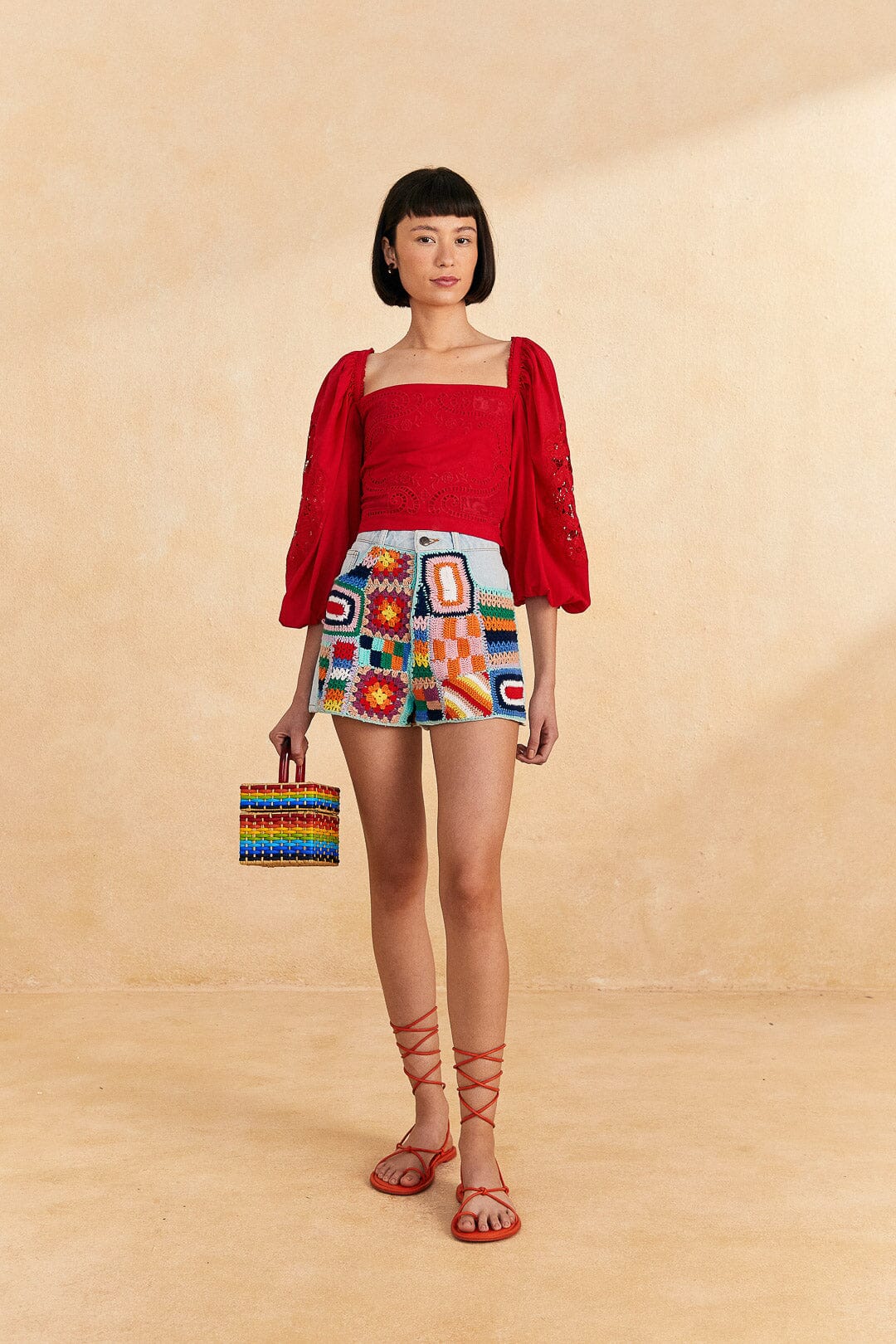 Farm Rio Red Lace Blouse