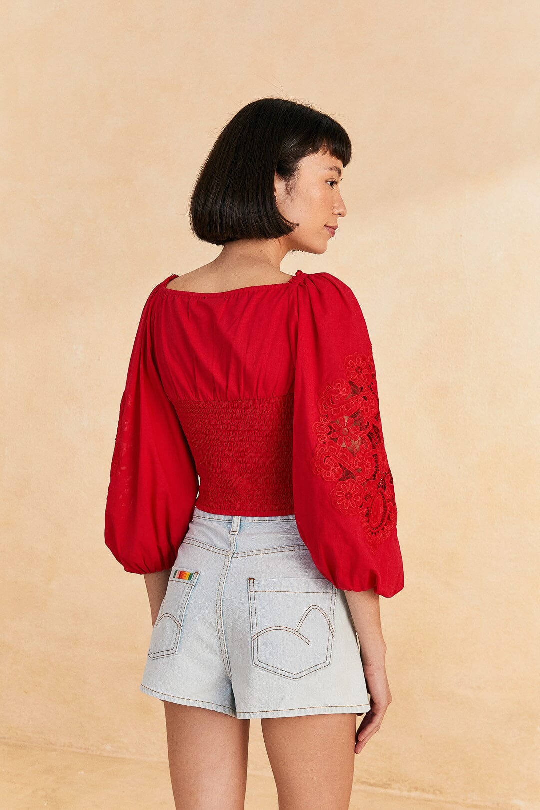 Farm Rio Red Lace Blouse