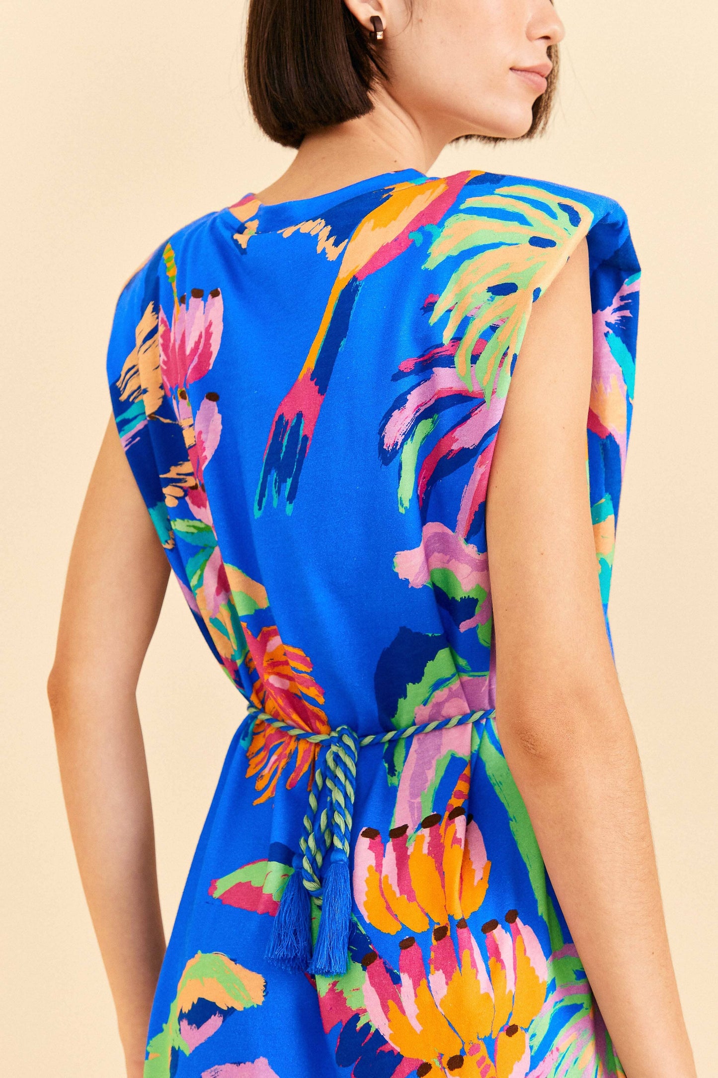 Farm Rio Blue Painted Jungle T-Shirt Dress