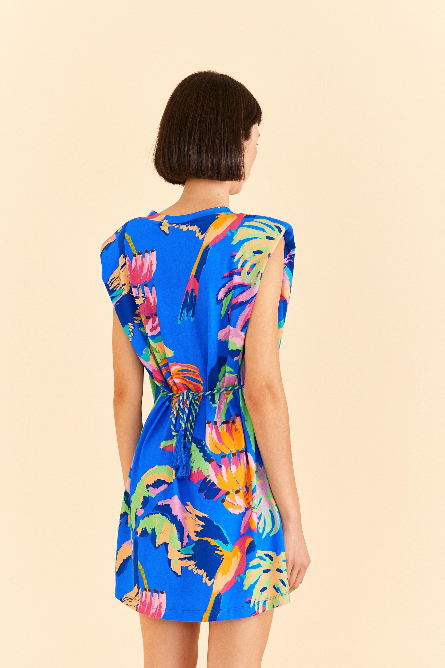 Farm Rio Blue Painted Jungle T-Shirt Dress