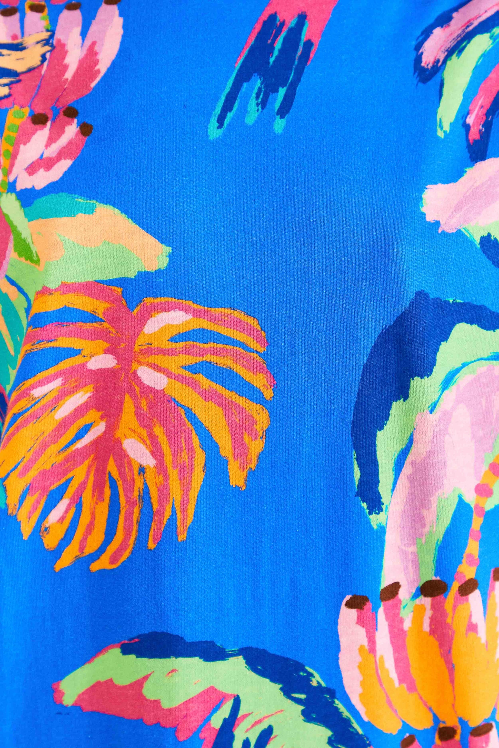 Farm Rio Blue Painted Jungle T-Shirt Dress