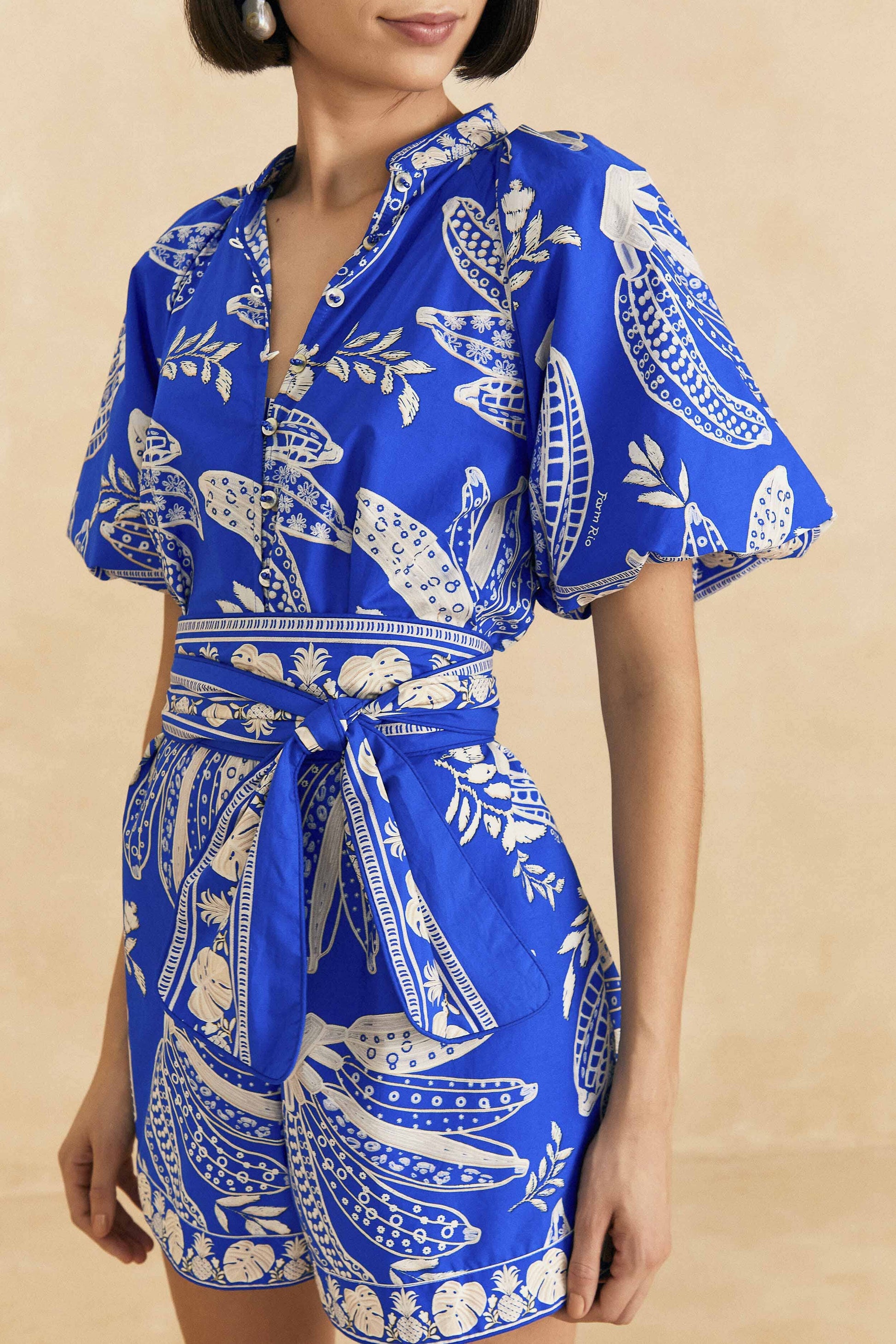 Farm Rio Blue Lace Banana Romper
