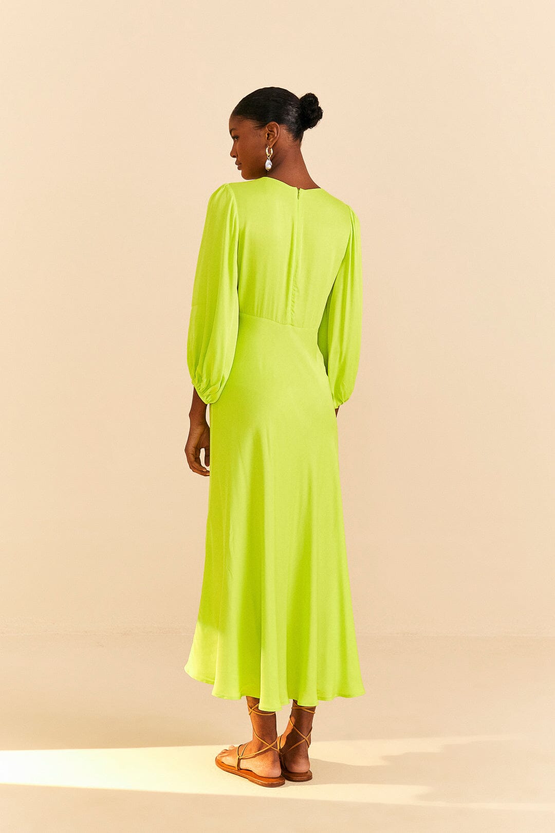 Farm Rio Lime Circle Cut Out Lenzing™ Ecovero™ Viscose Midi Dress