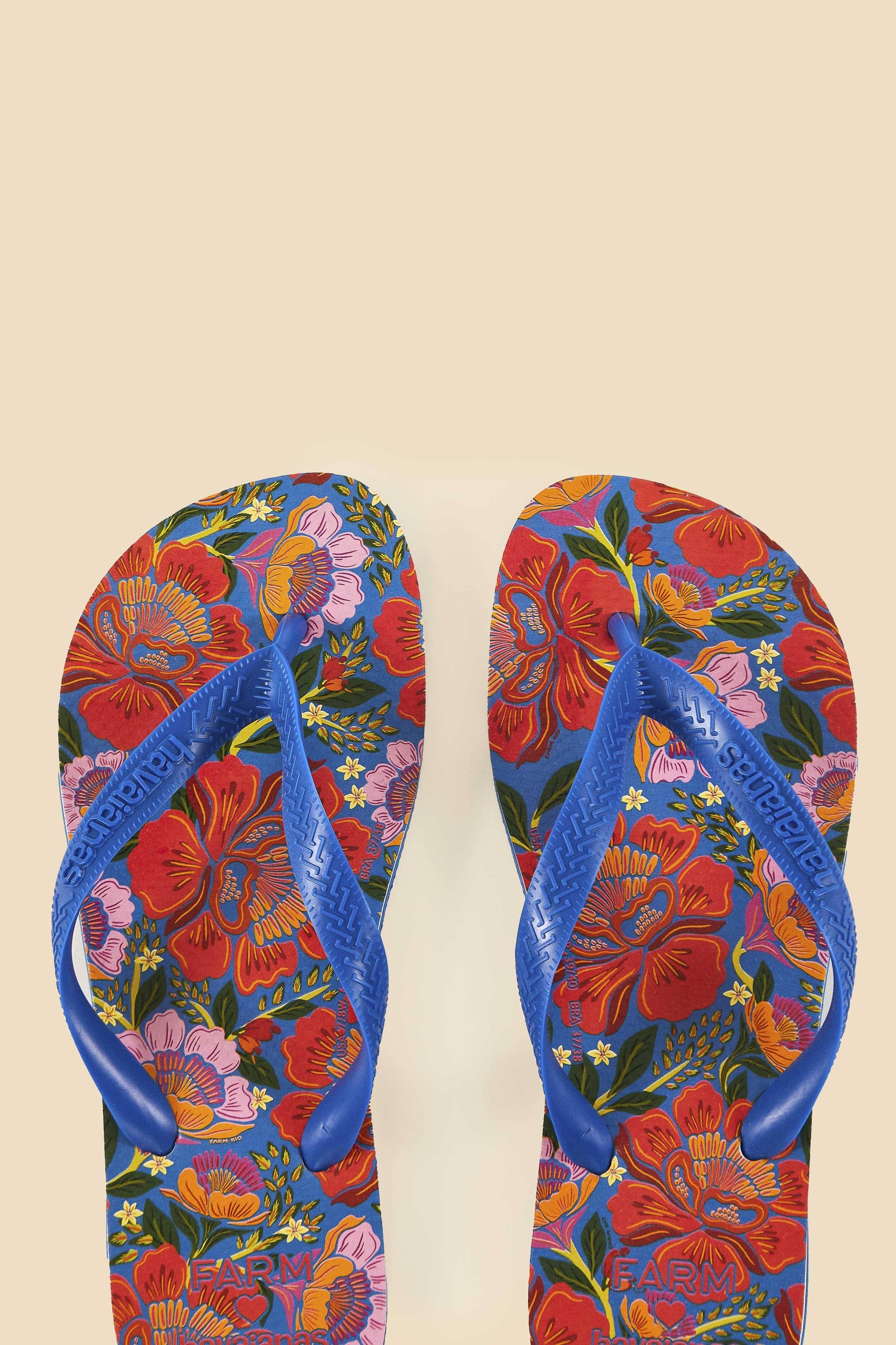 Farm Rio Blue Flowers Garden Havaianas Sandals
