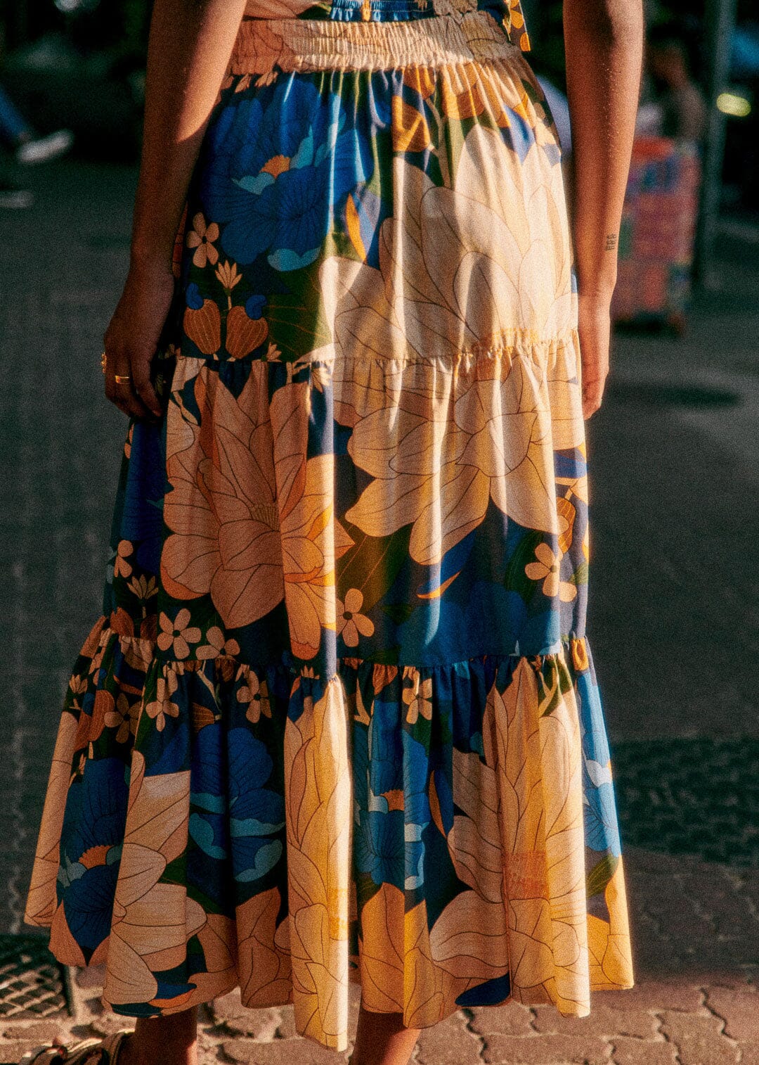 Farm Rio Mandacaru Floral Black Sakura Midi Skirt