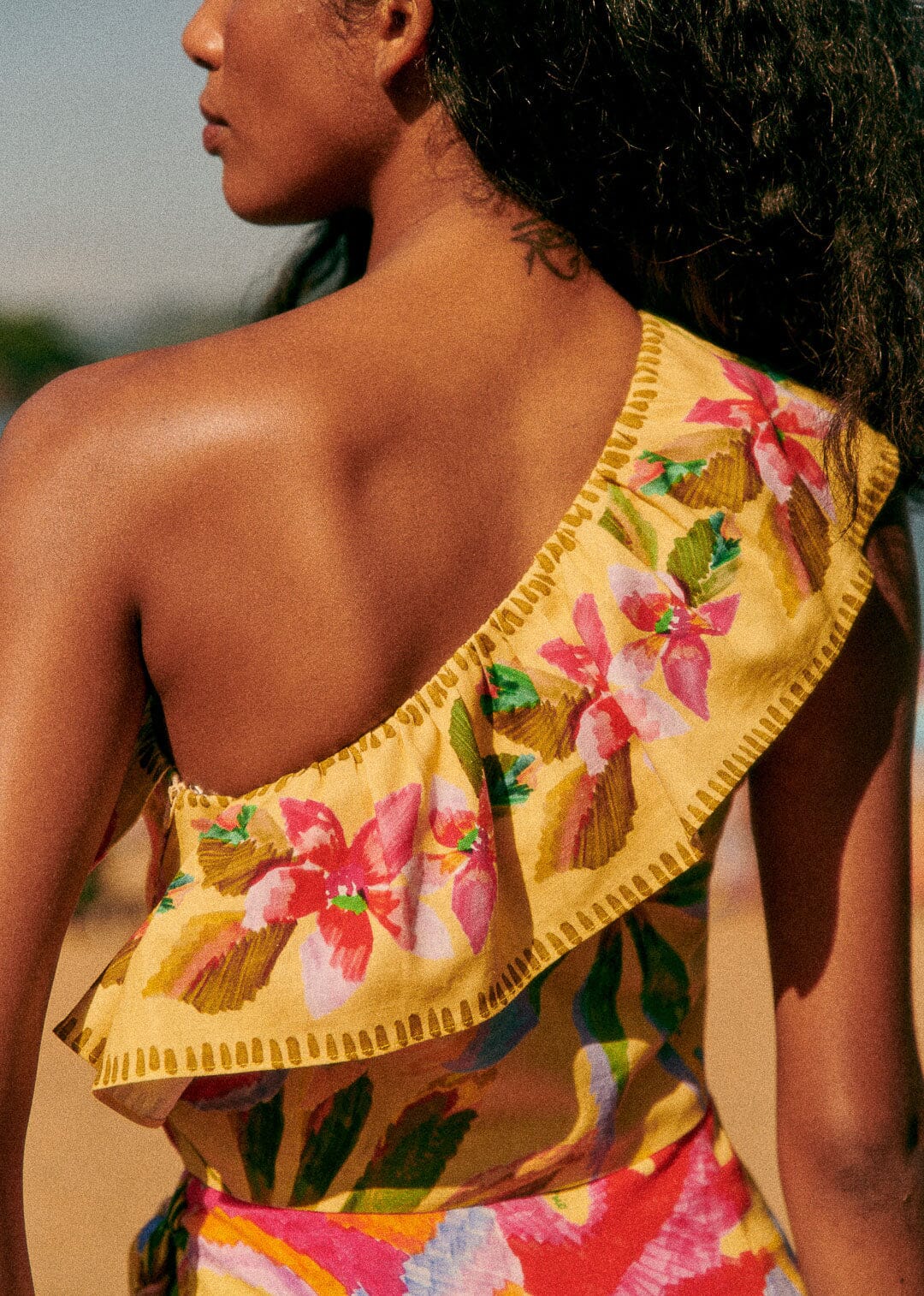 Farm Rio Summer Forest Yellow Parioca Blouse