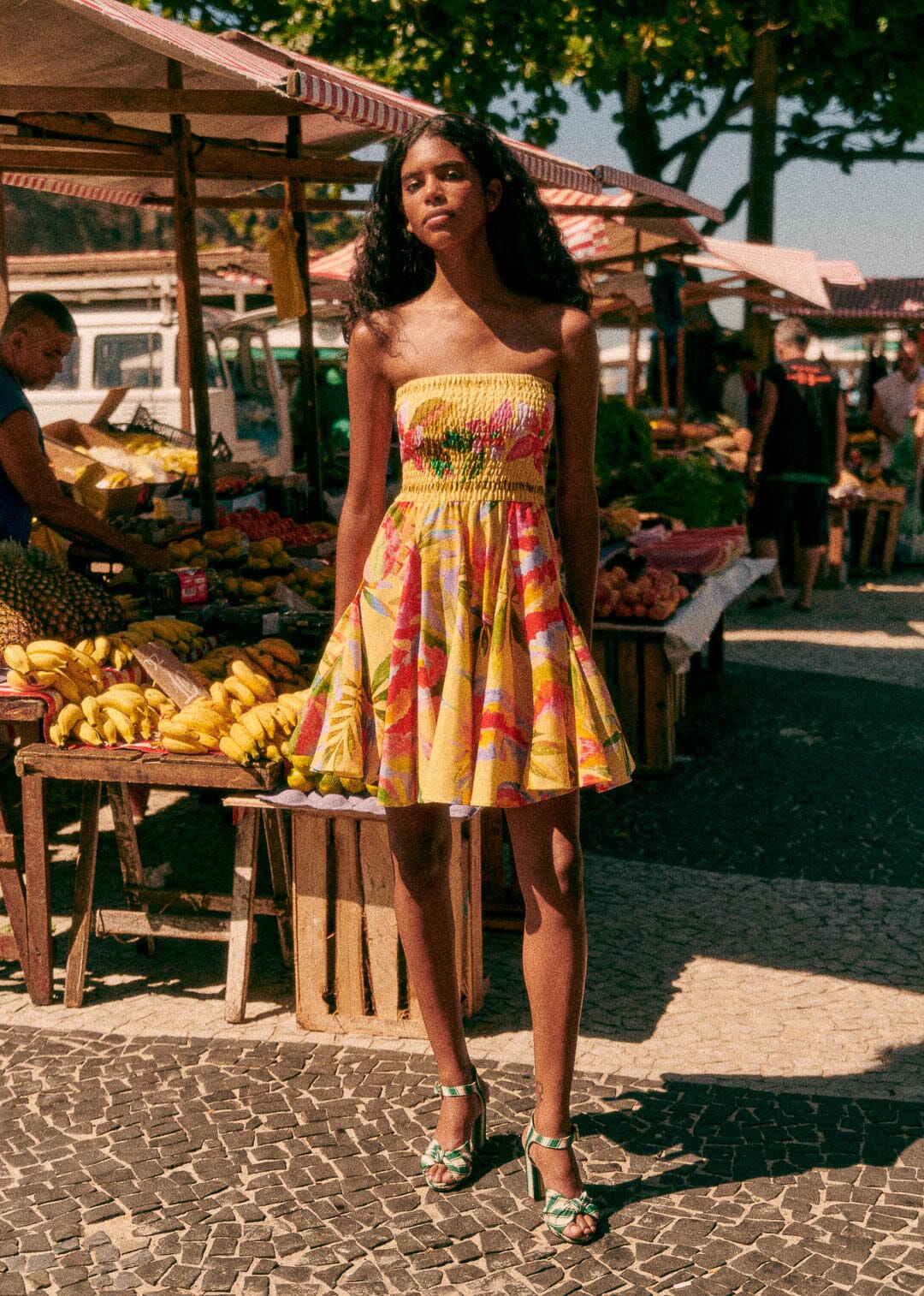 Farm Rio Summer Forest Yellow Olinda Short Dress