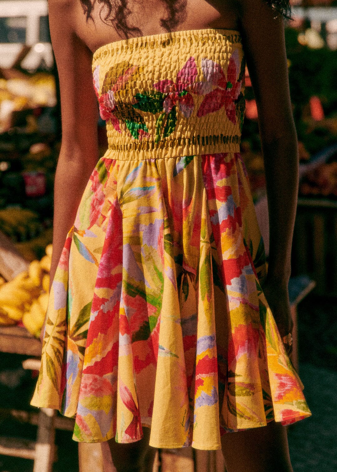 Farm Rio Summer Forest Yellow Olinda Short Dress