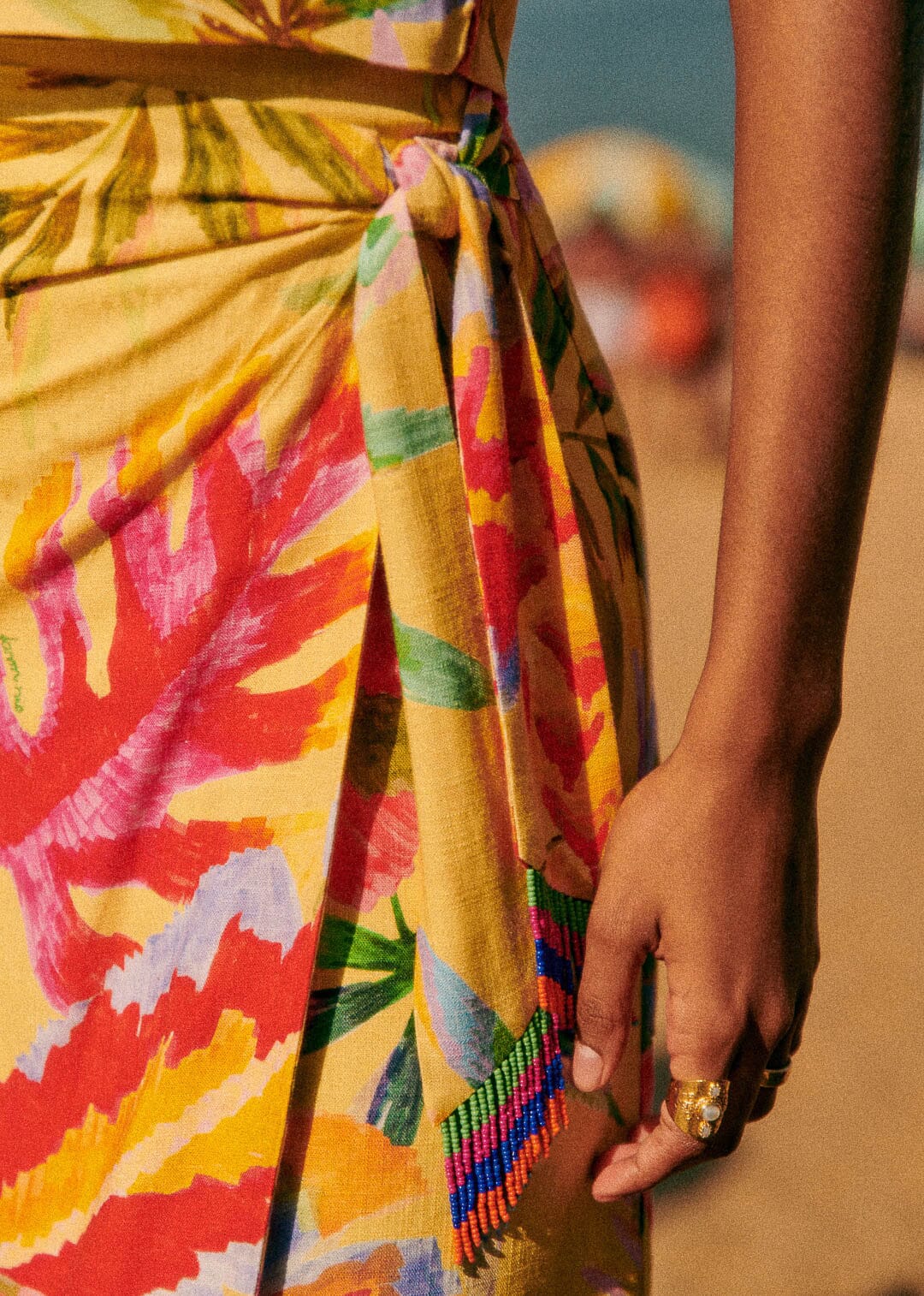 Farm Rio Summer Forest Yellow Bia Midi Skirt