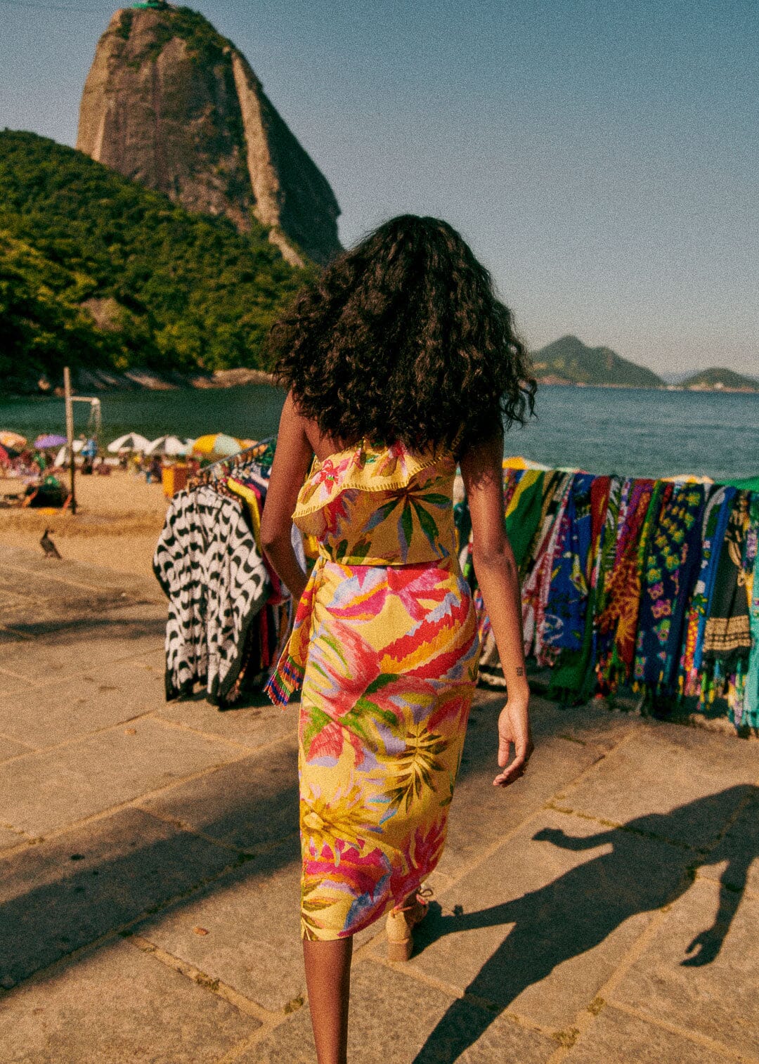 Farm Rio Summer Forest Yellow Bia Midi Skirt