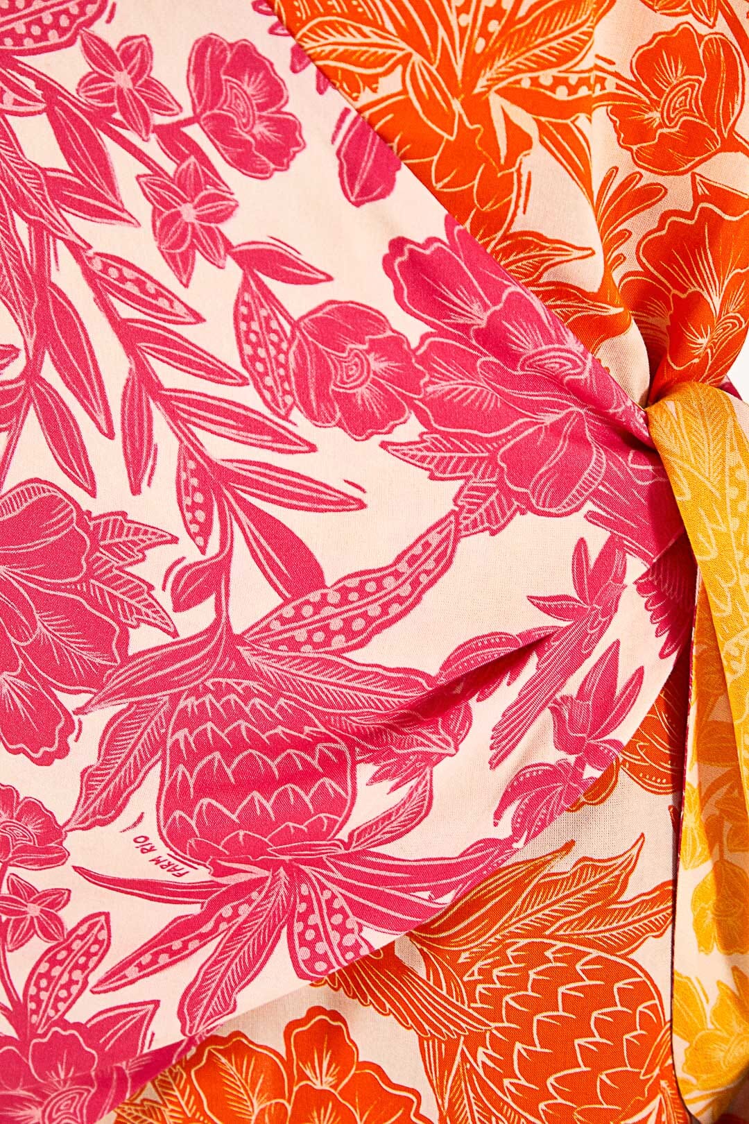 Farm Rio Pink Tropical Woodcut Cover Up