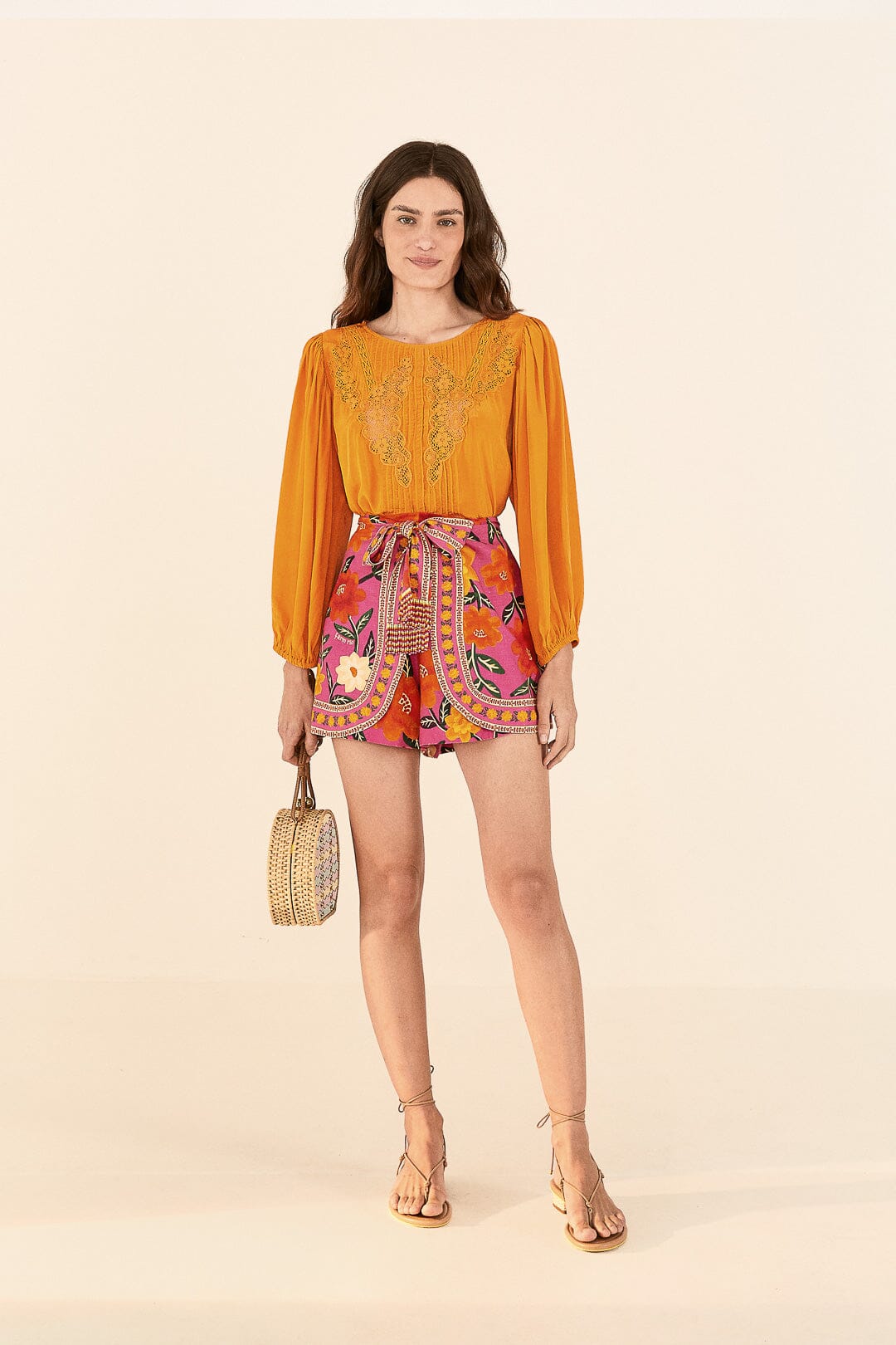 Farm Rio Orange Lace Blouse