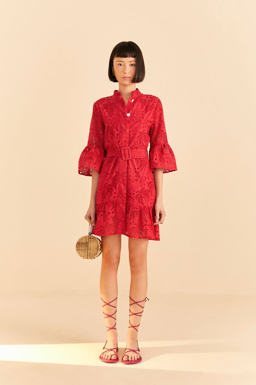Farm Rio Red Palm Tree Mini Dress