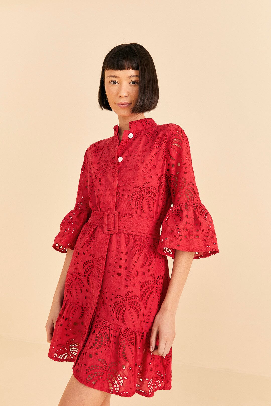 Farm Rio Red Palm Tree Mini Dress