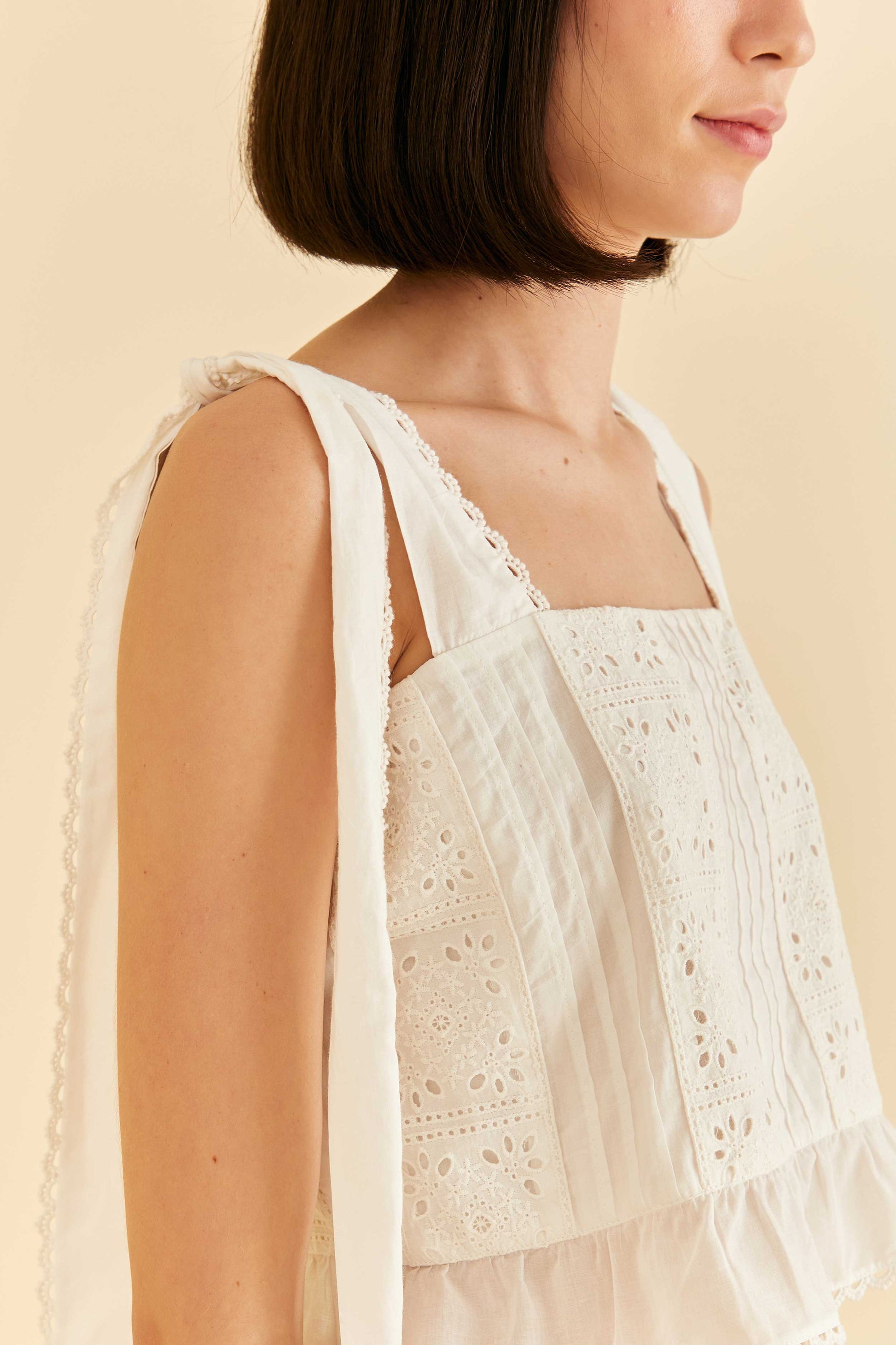 Farm Rio Off-White Lace Top