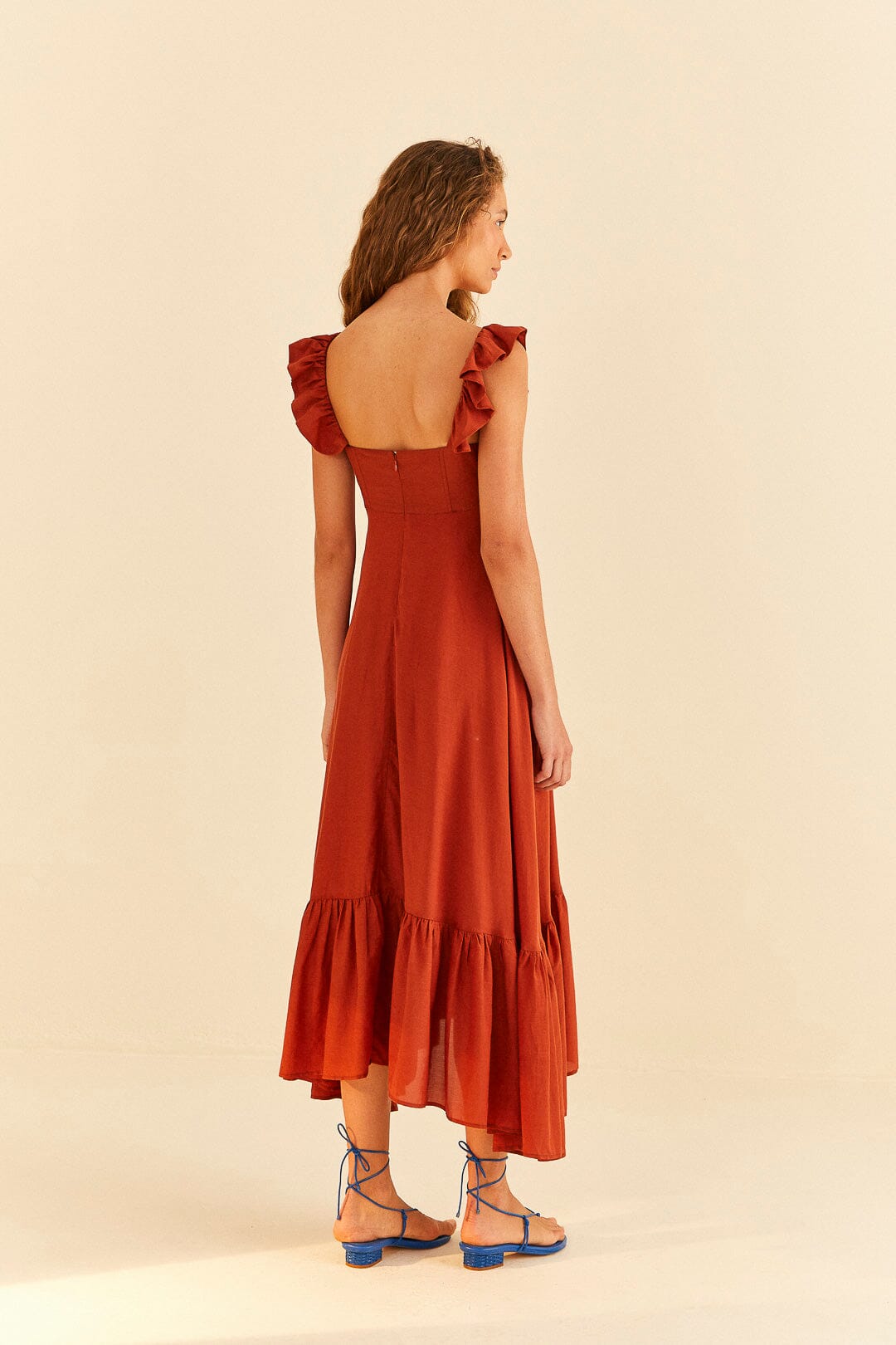 Farm Rio Brown Sleeveless Maxi Dress