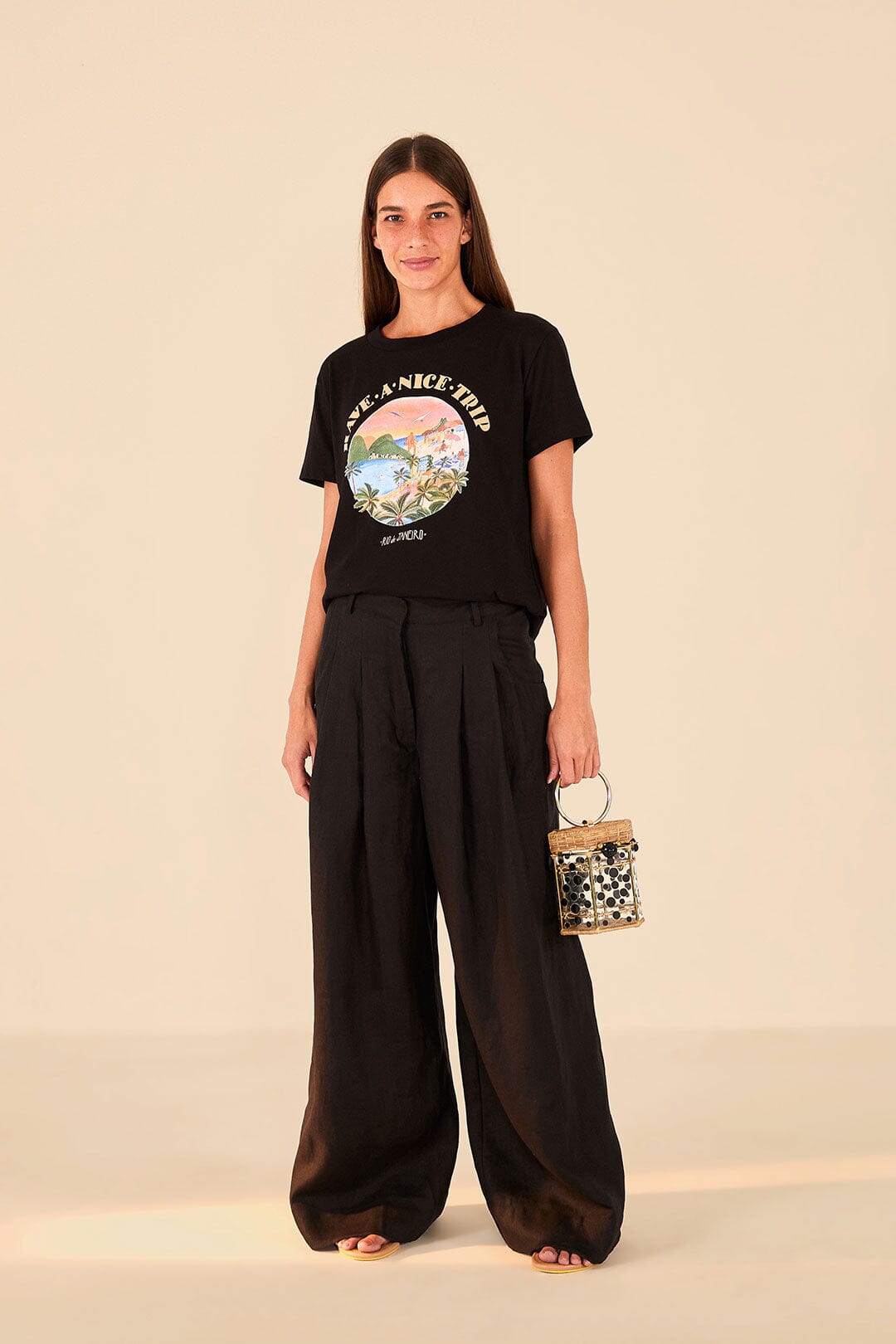 Farm Rio Black Low Waist Pants
