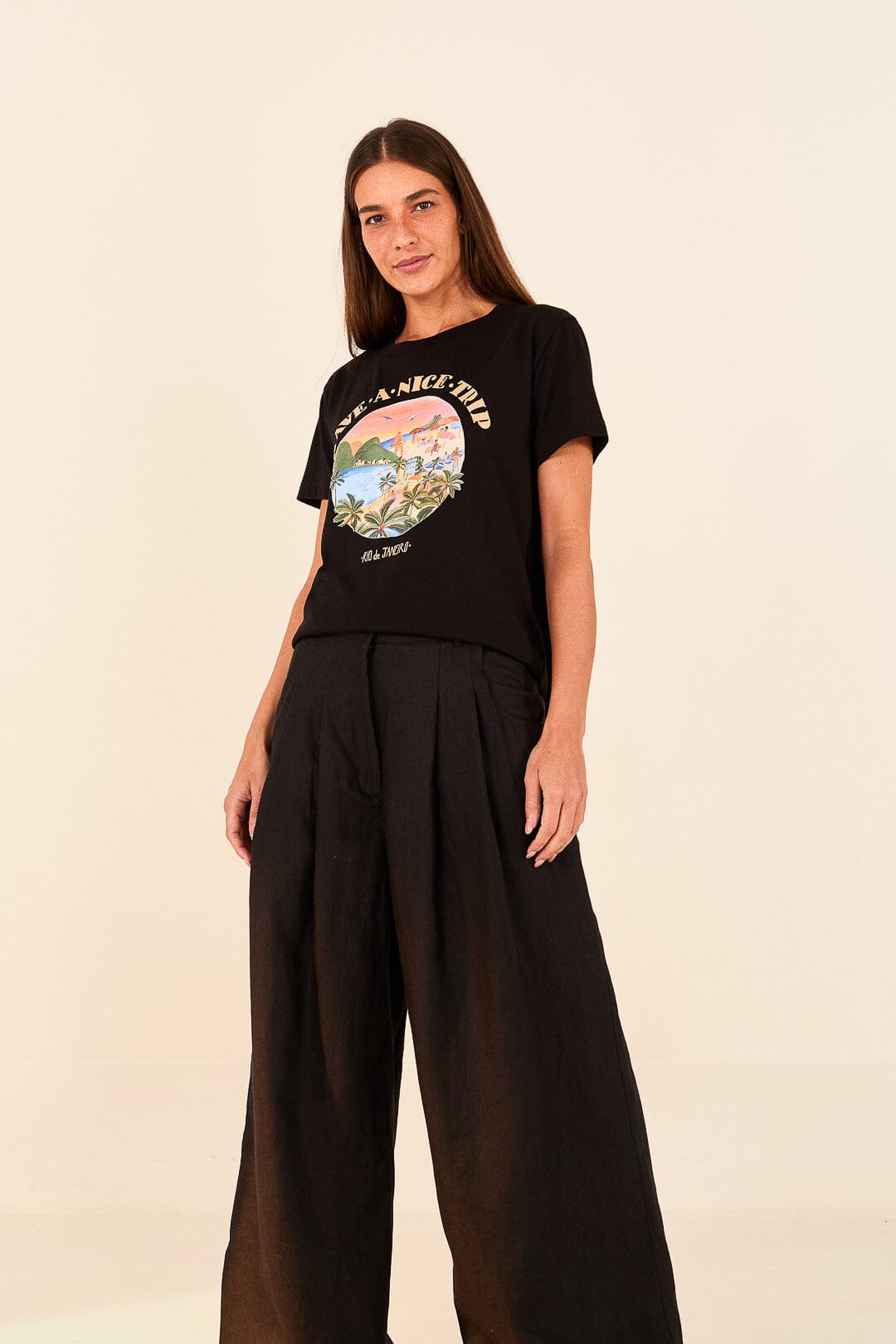 Farm Rio Black Low Waist Pants