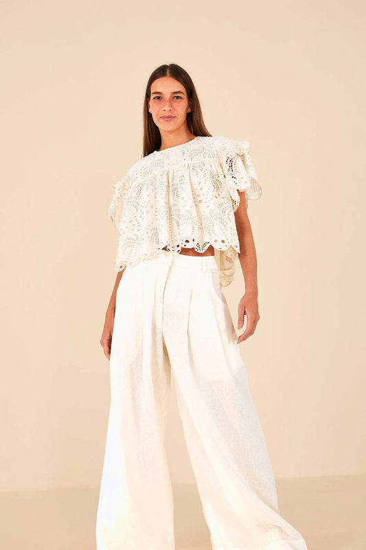 Farm Rio Off White Low Waist Pants