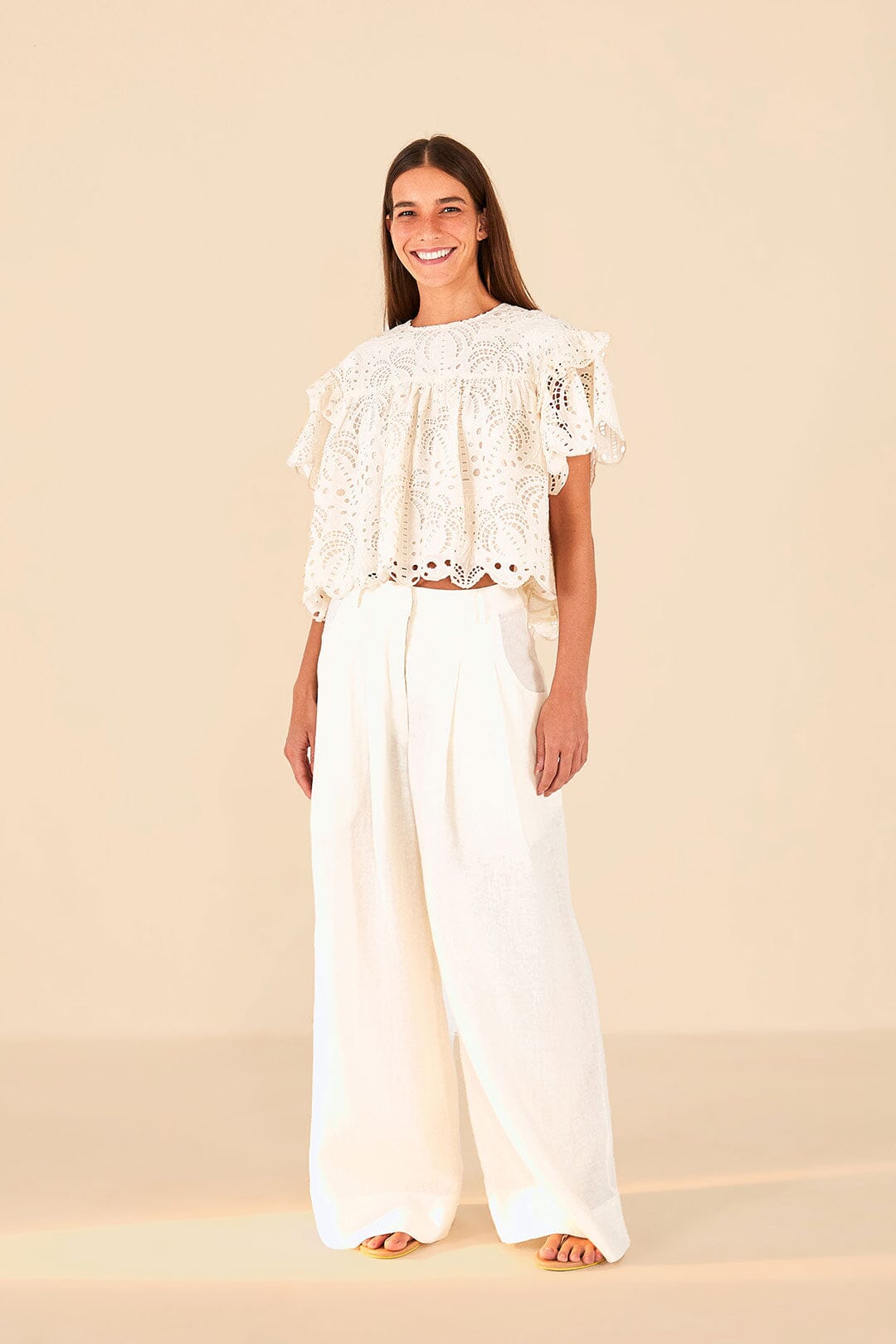 Farm Rio Off White Low Waist Pants
