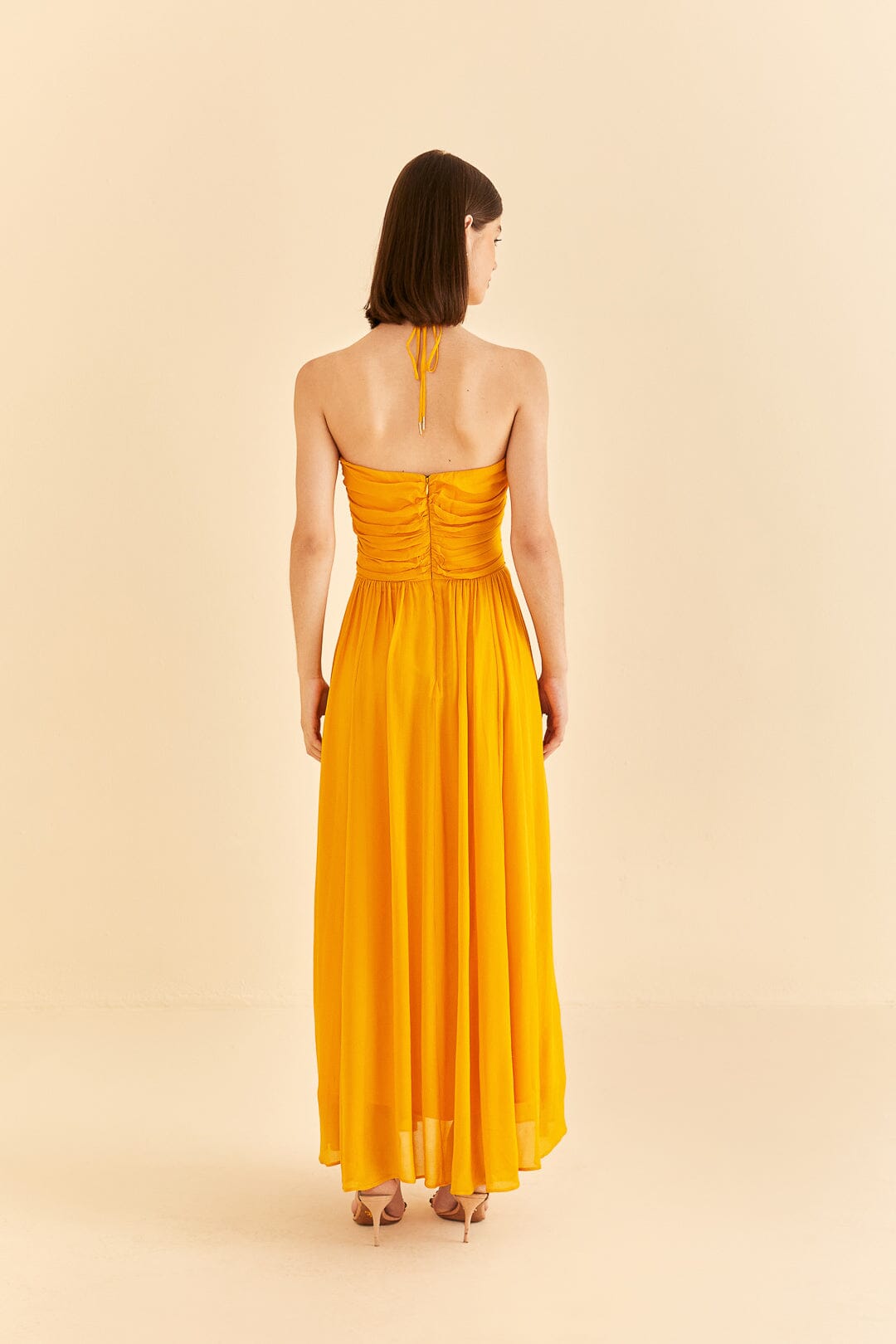 Farm Rio Yellow Sleeveless Maxi Dress With Sun Buckle