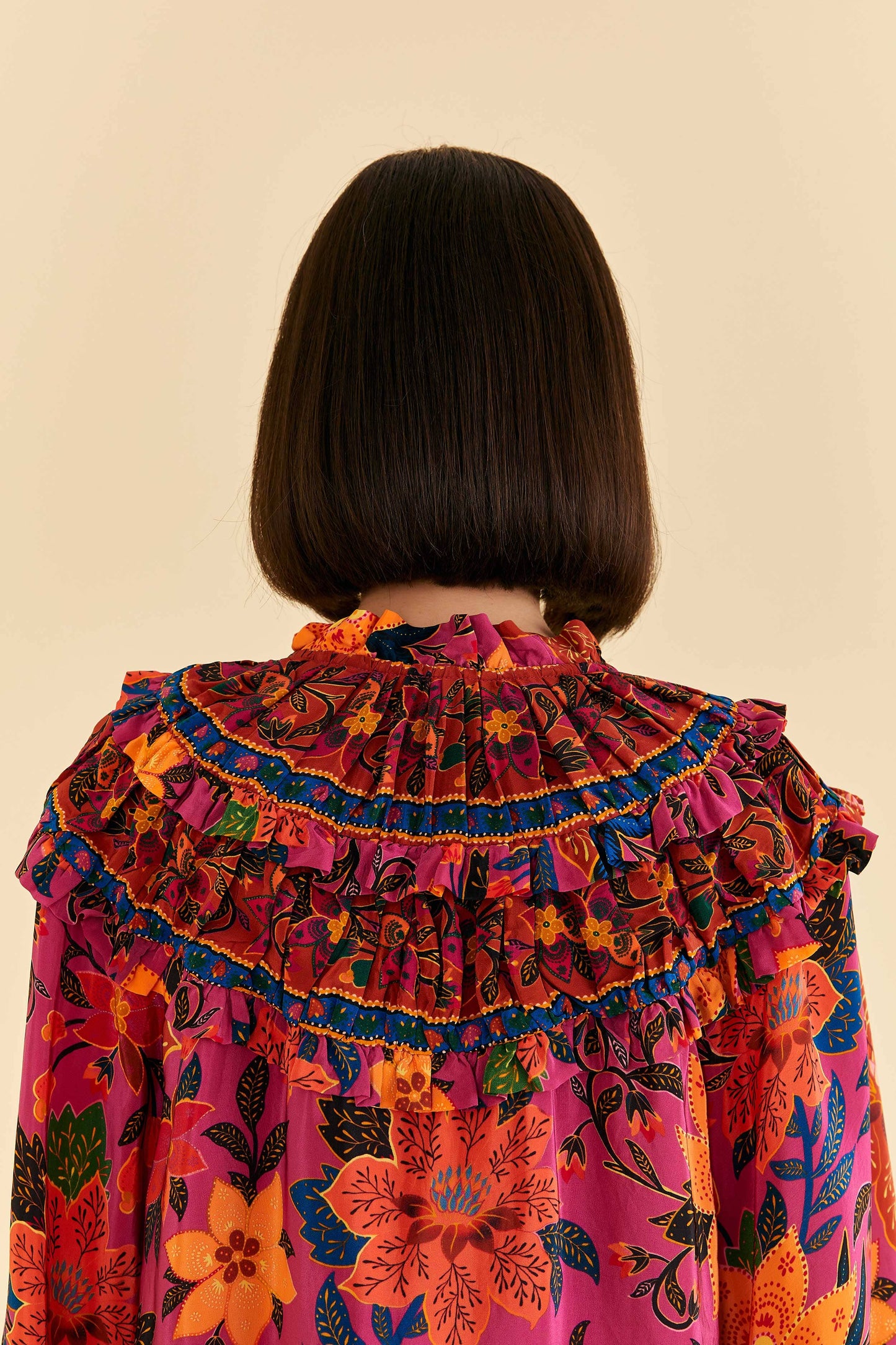 Farm Rio Pink Tropical Tapestry Long Sleeve Blouse