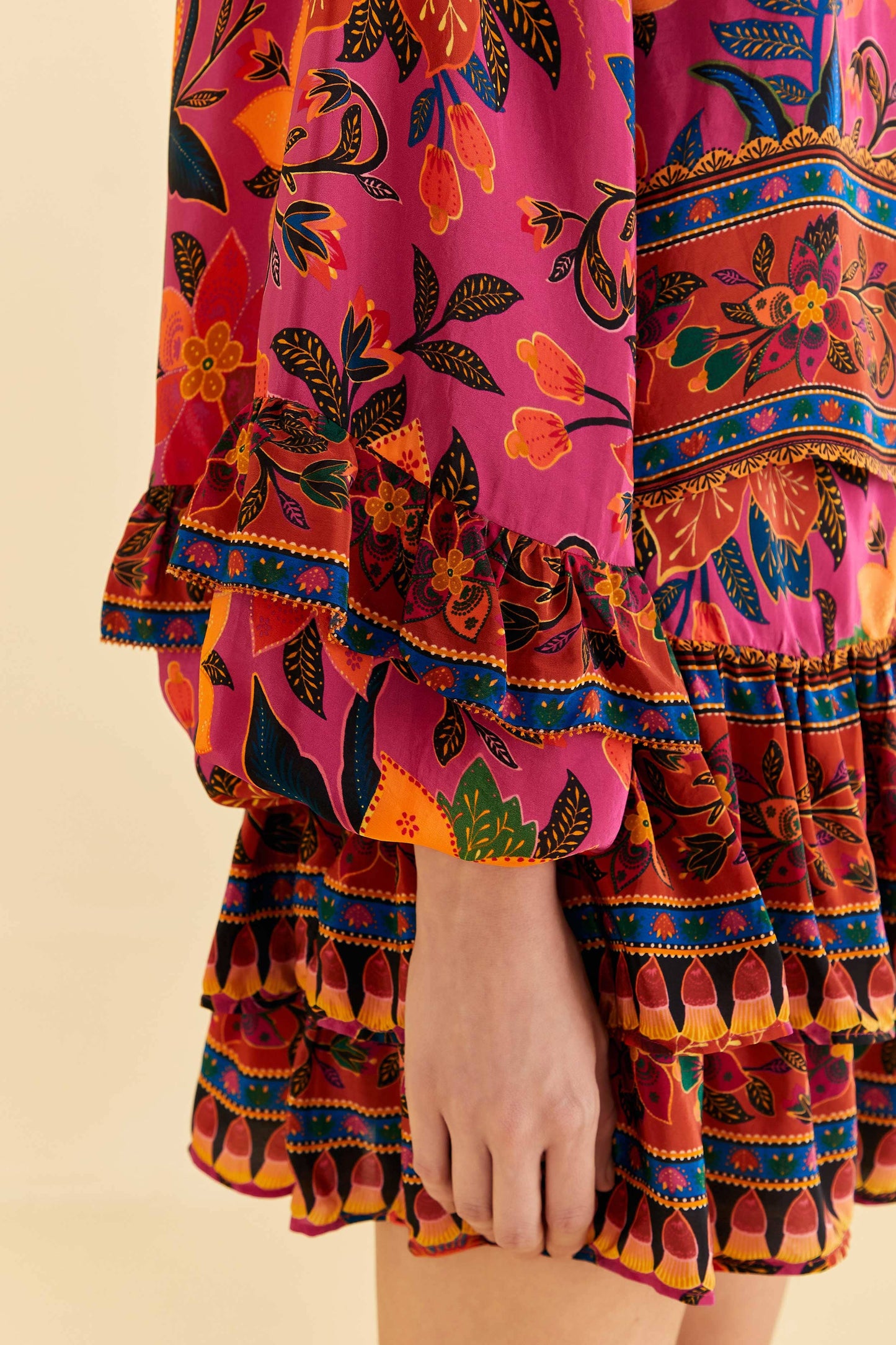 Farm Rio Pink Tropical Tapestry Long Sleeve Blouse