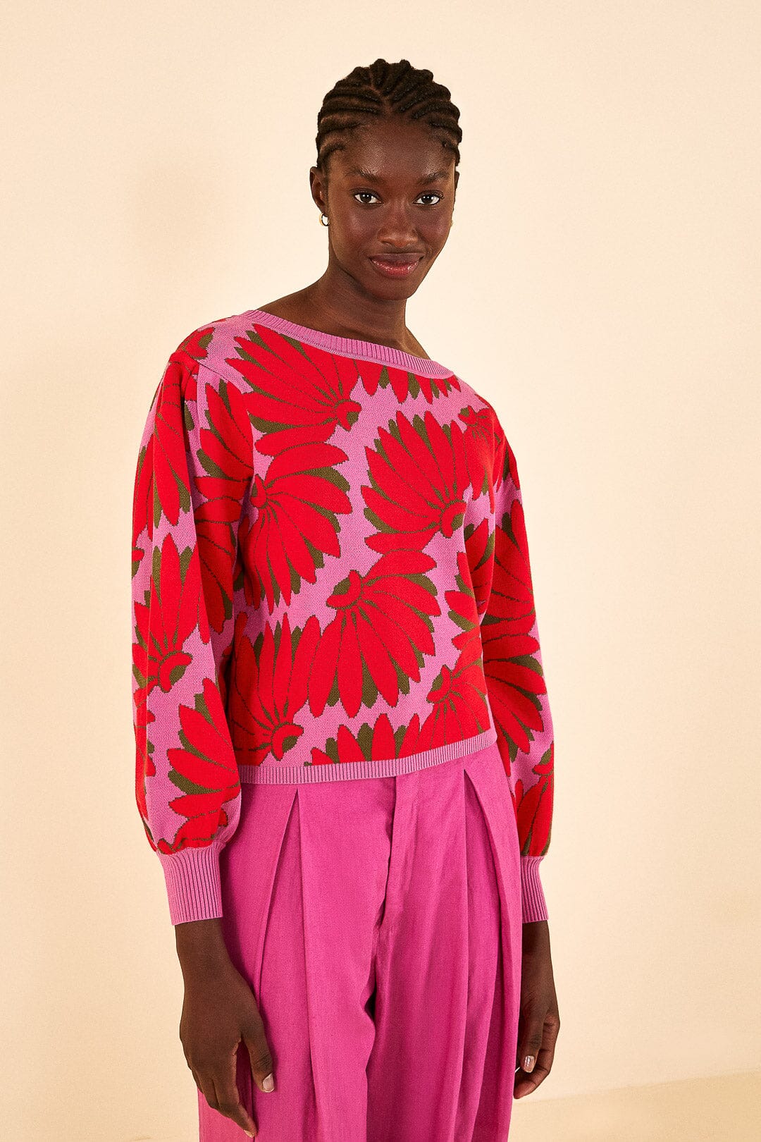 Farm Rio Pink Copacabana Knit Sweater
