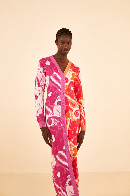 Farm Rio Mixed Tropical Groove Cardigan Dress