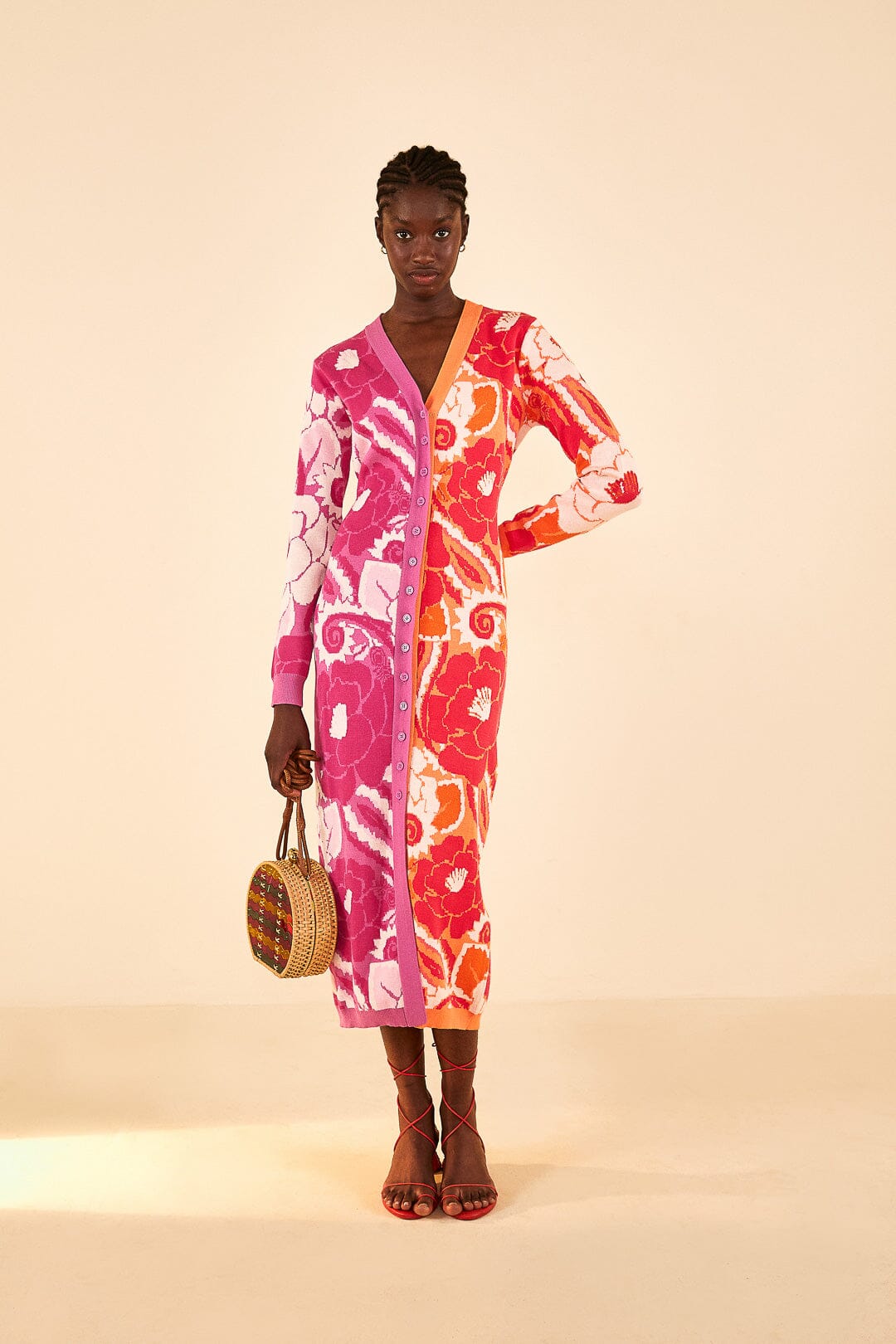 Farm Rio Mixed Tropical Groove Cardigan Dress