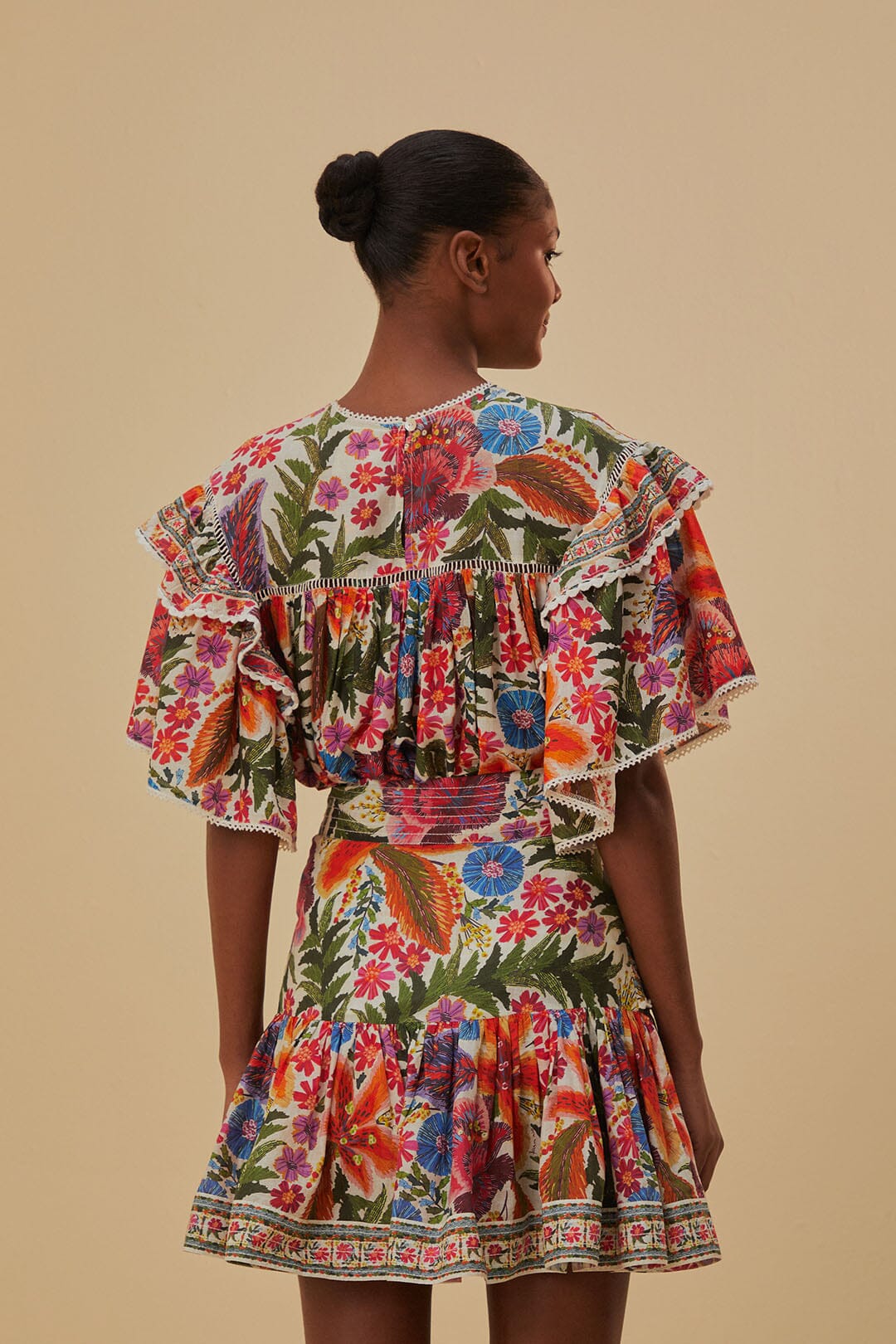 Farm Rio Off-White Tropical Yard Mini Skirt
