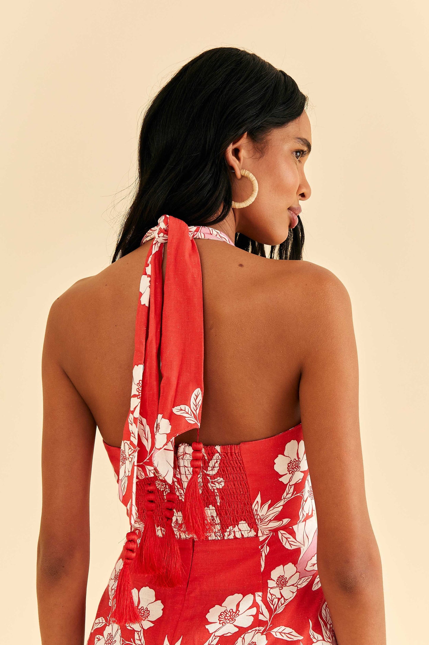Farm Rio Pink Soft Garden Halter Neck Midi Dress